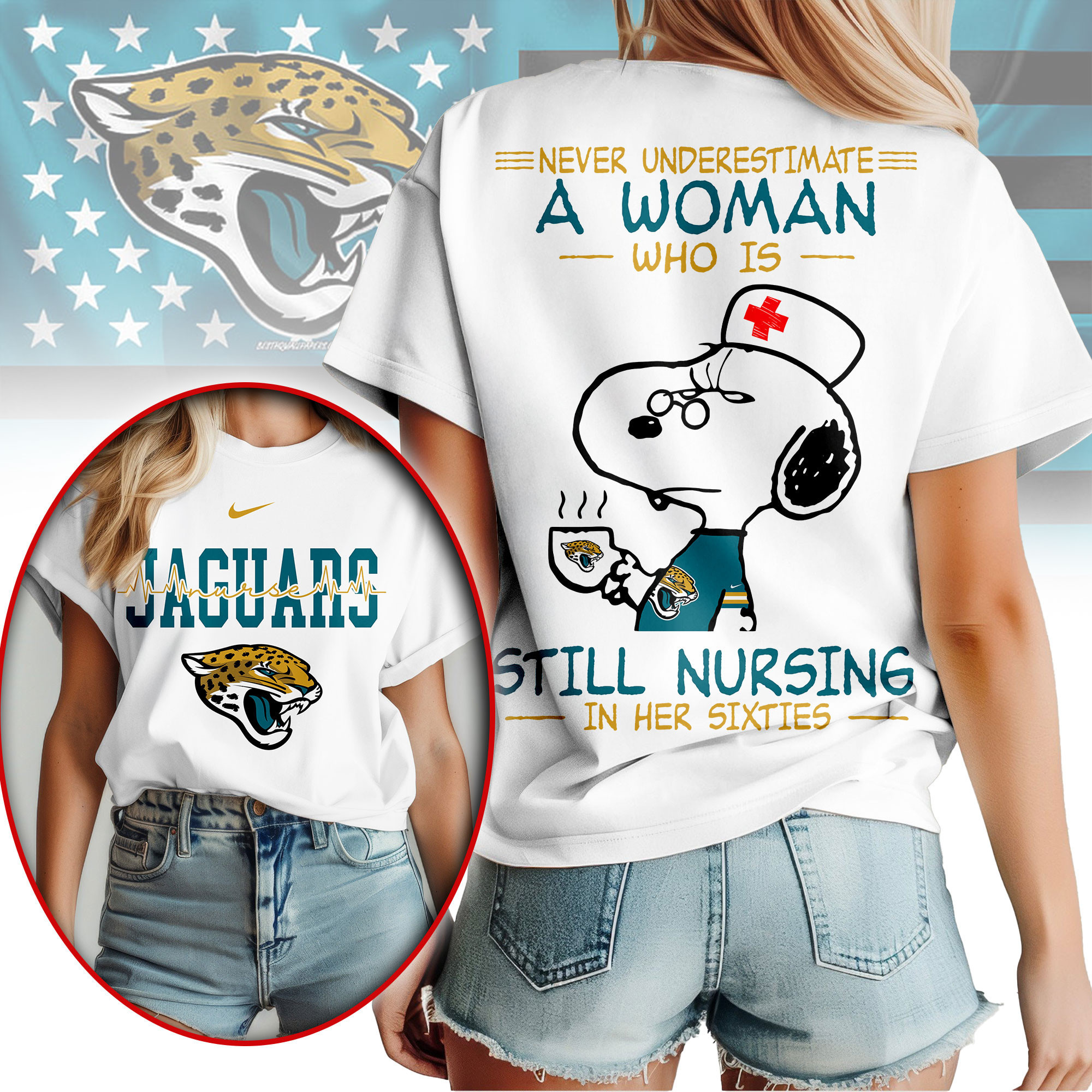 Jacksonville Jaguars | Premium NFL Never Underestimate A Nurse Women Shirt NY