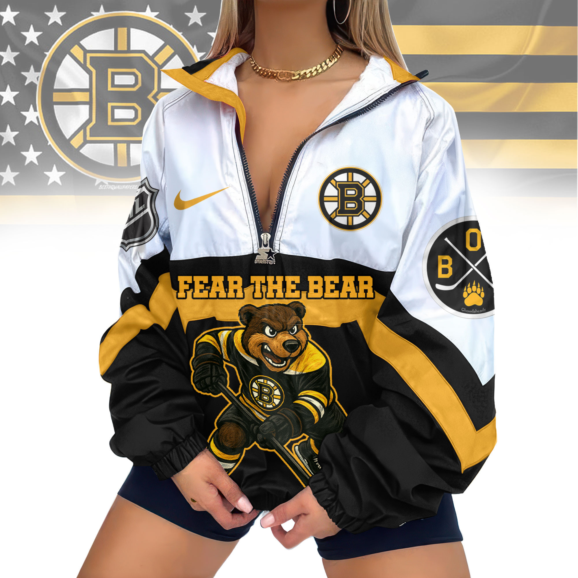 Boston Bruins | Premium NHL V-Neck Zipper Sweatshirt Jackets TD1