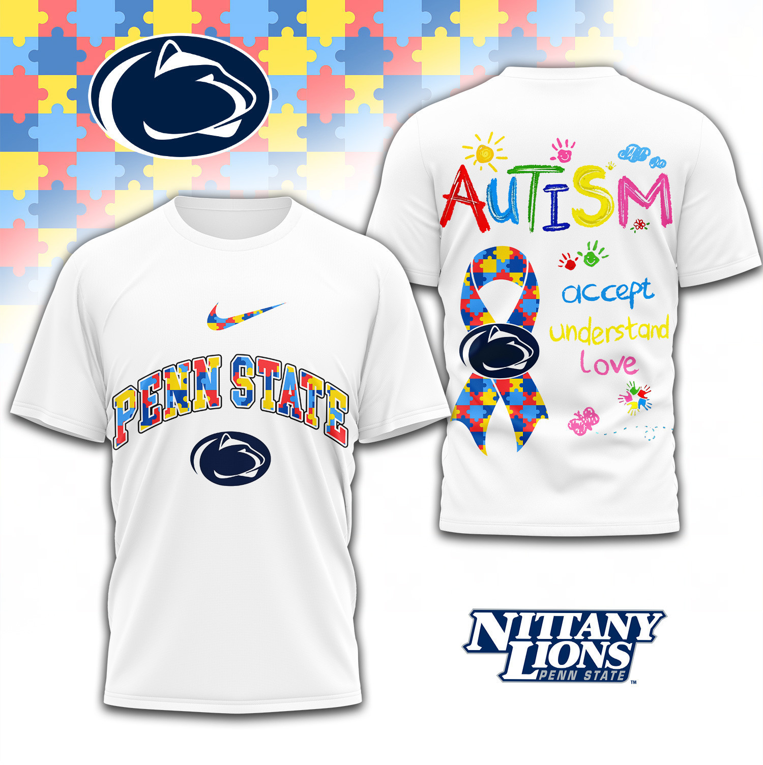 Penn State Nittany Lions | Premium NCAA Autism 3D Shirt TD