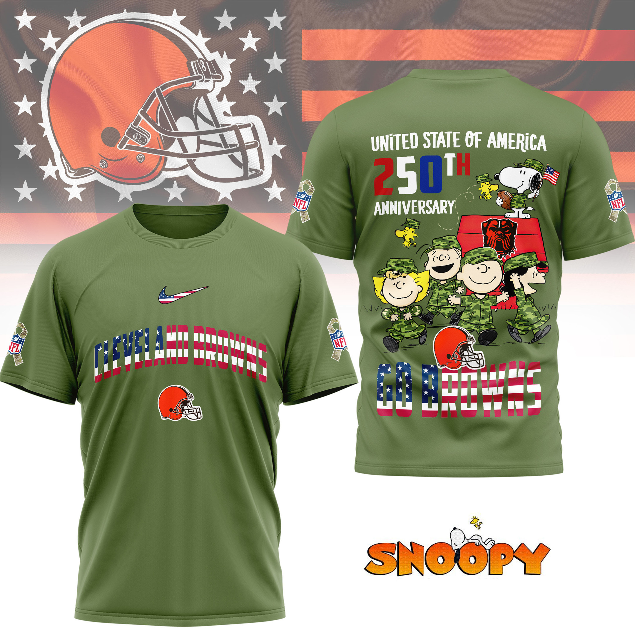 Cleveland Browns | Premium NFL Freedom 250 3D Shirt NY