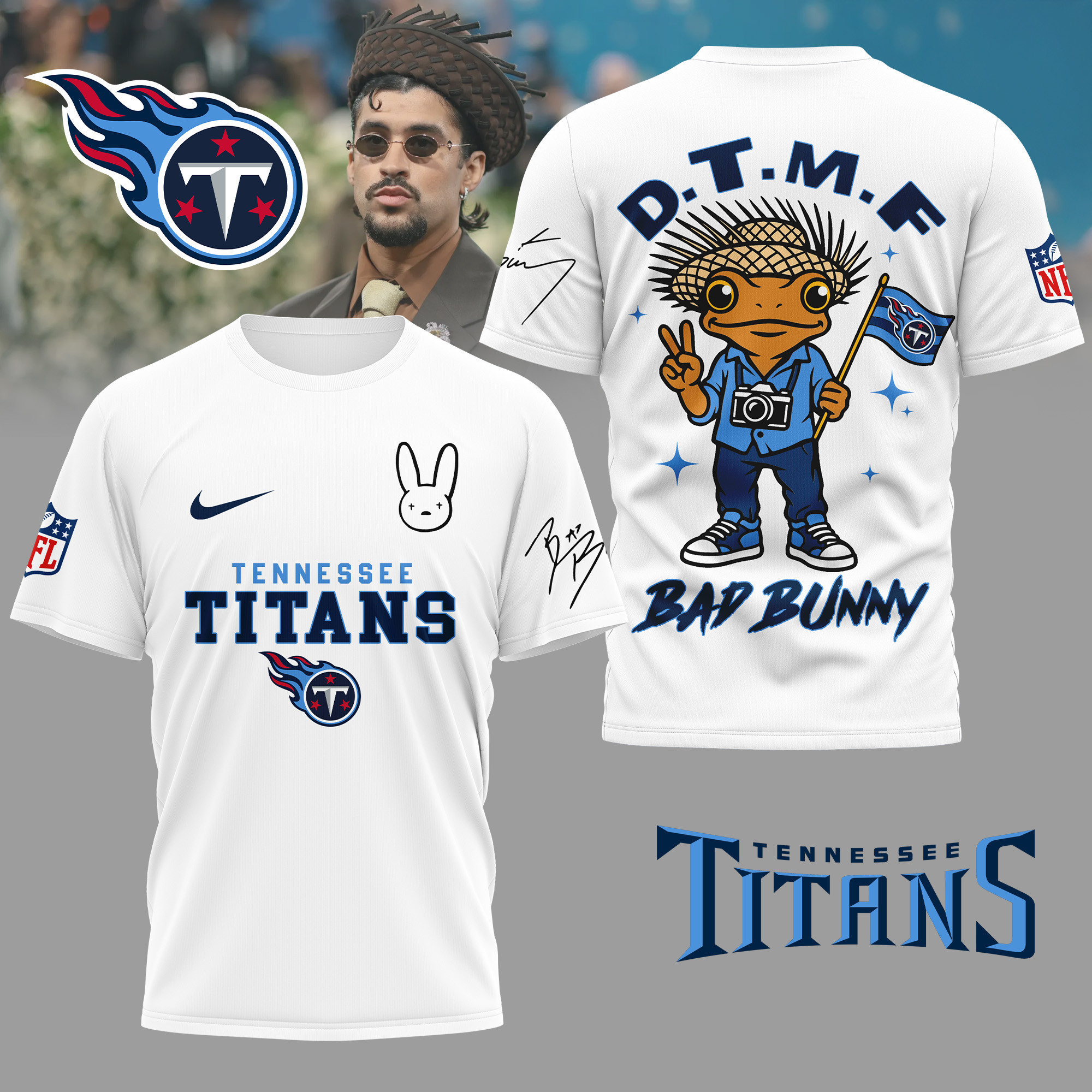 Tennessee Titans | Premium NFL Bad Bunny 3D Shirt TD