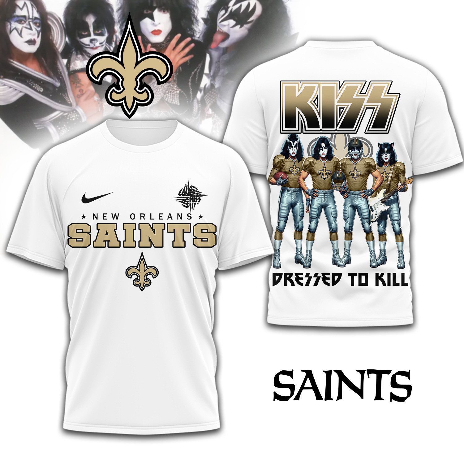 New Orleans Saints | Premium NFL Dressed to Kill Kiss Band 3D Shirt TD