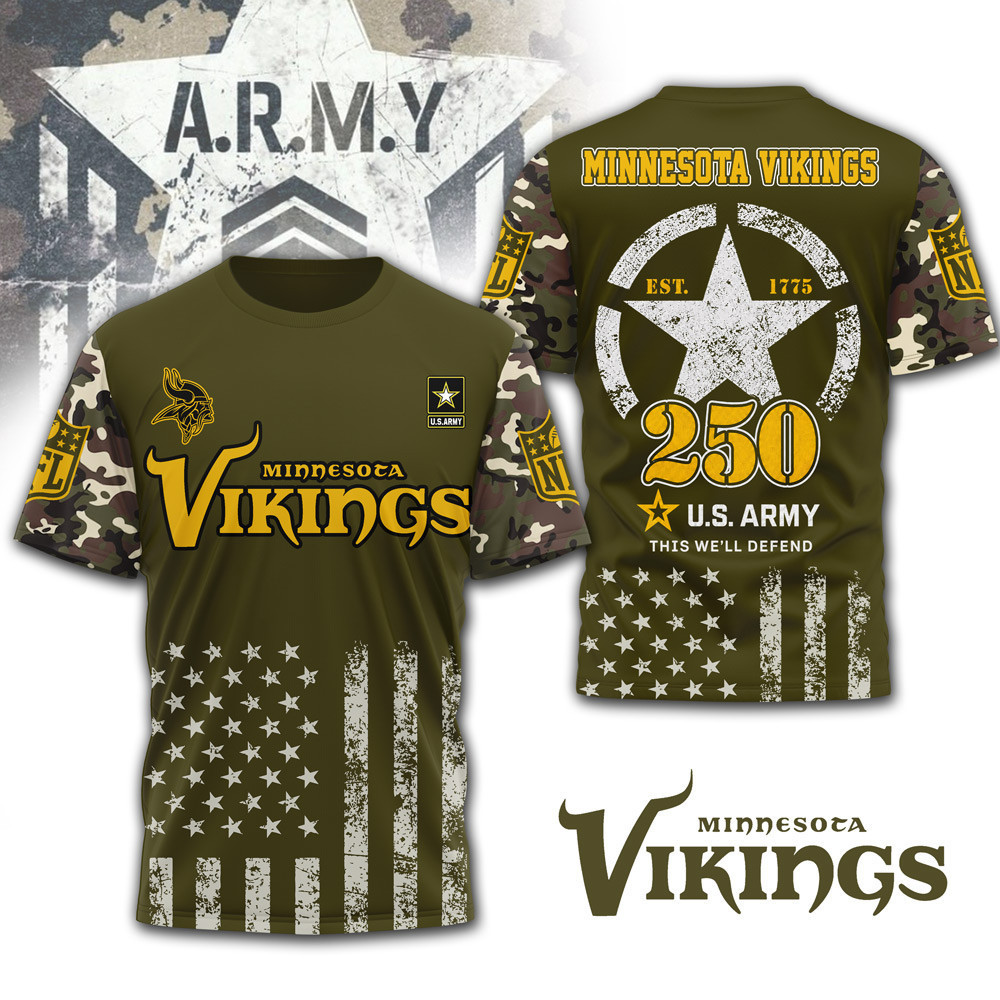 Minnesota Vikings | Premium NFL Military Pride 3D Shirt NTH1