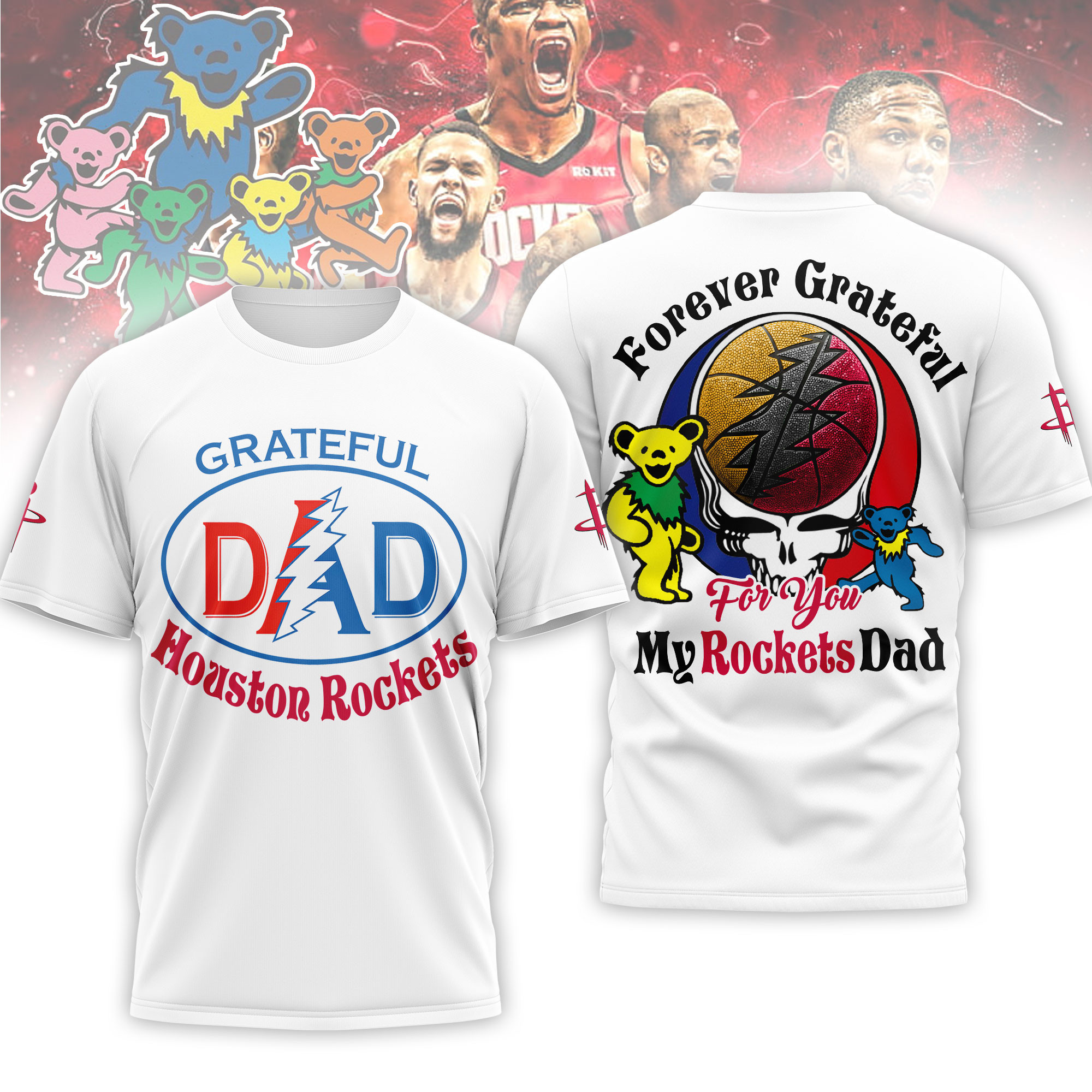 Houston Rockets | Premium NBA Grateful Dead Father Day 3D Shirt HY
