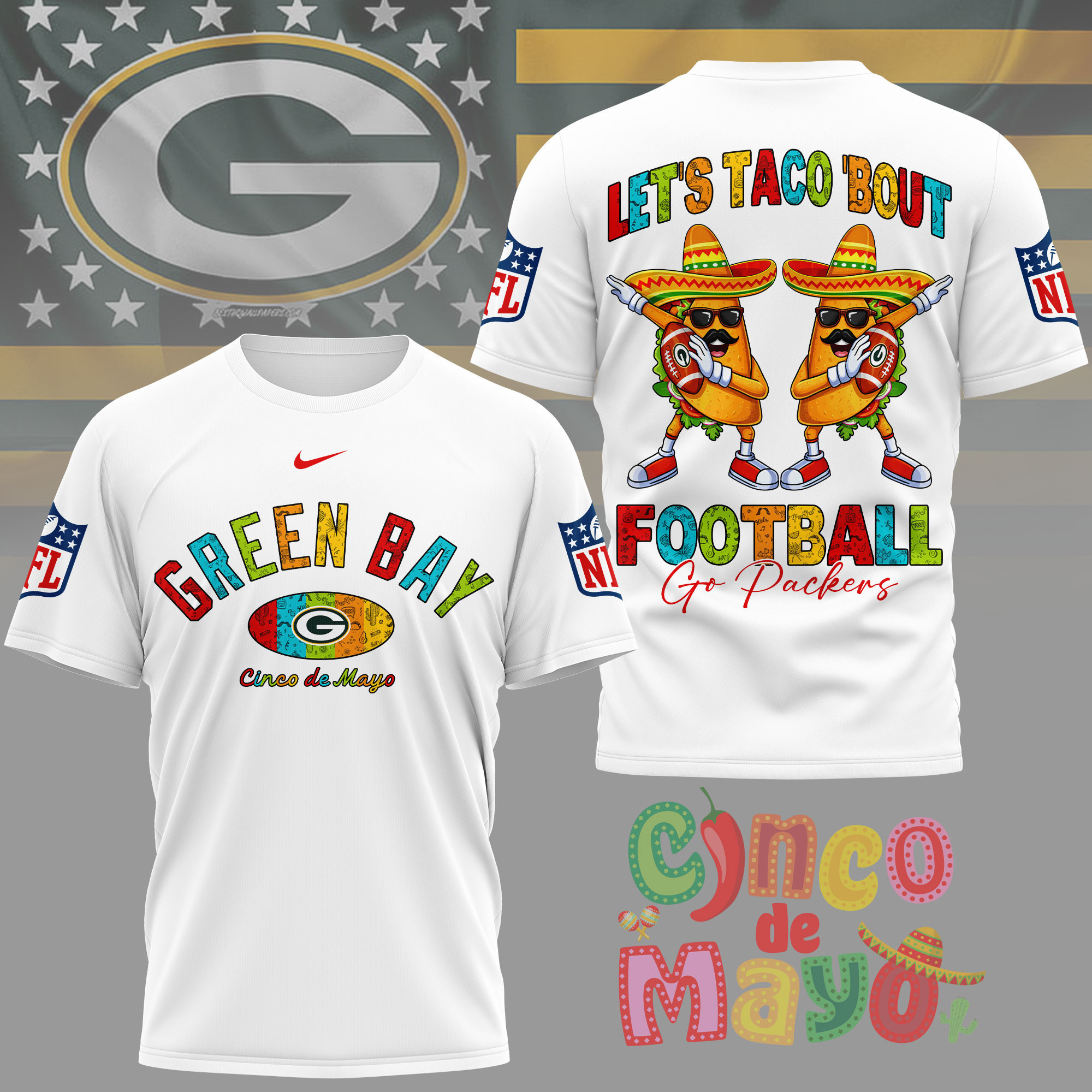 Green Bay Packers | Premium NFL Taco Cinco de Mayo 3D Shirt NY