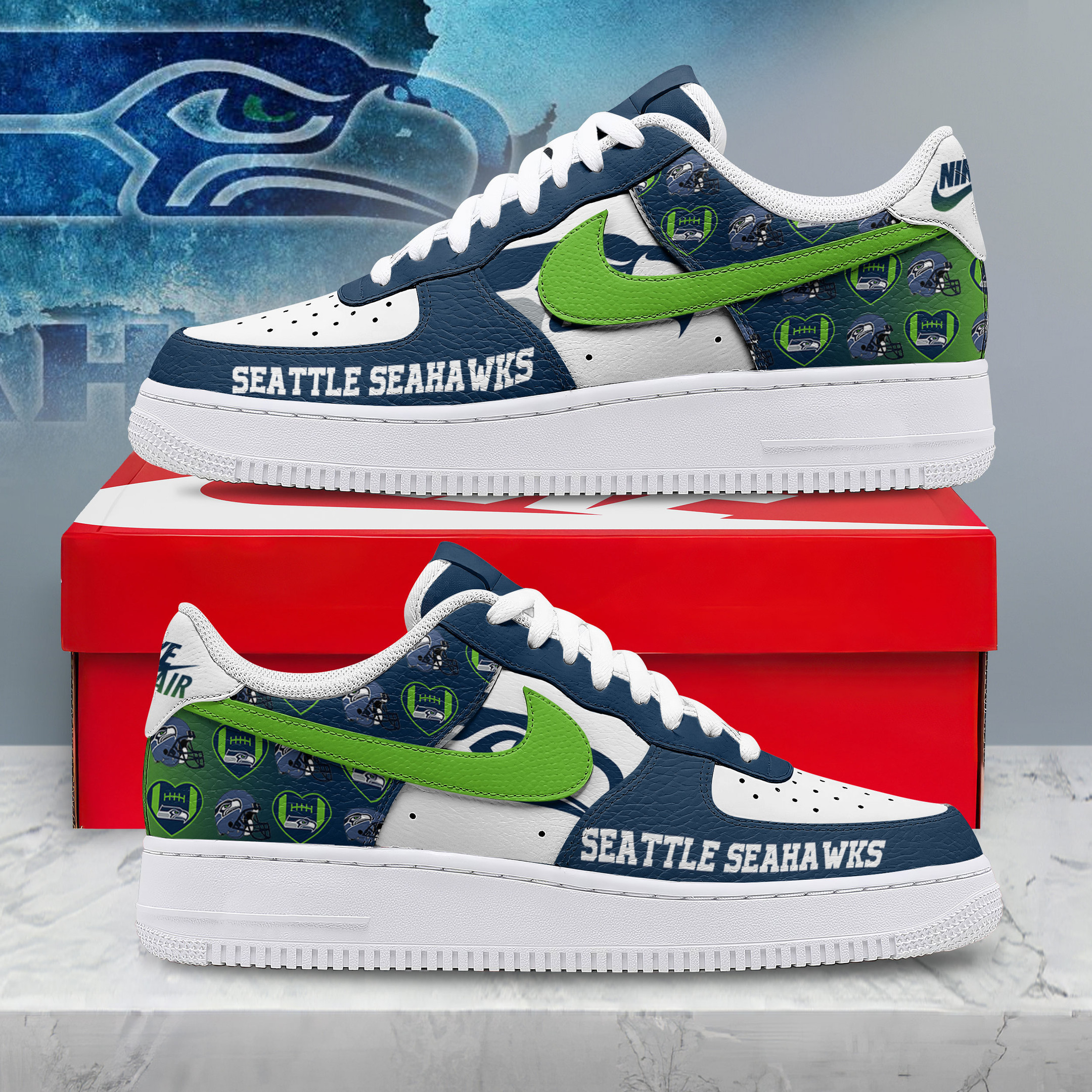 Seattle Seahawks | Premium NFL Gridiron Classic AF1 Shoes NTH1