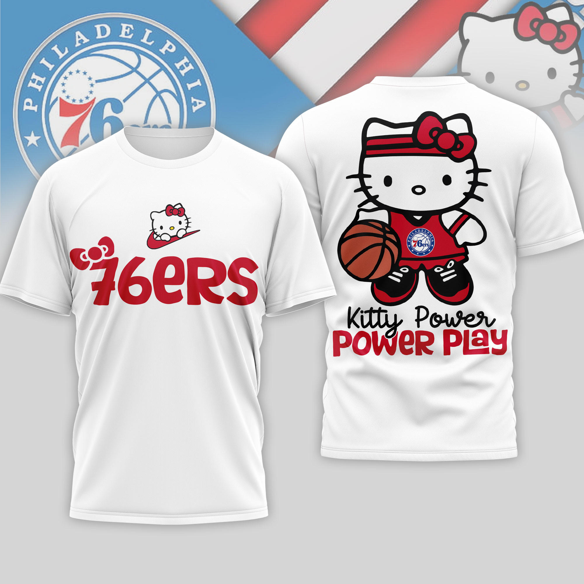 Philadelphia 76ers | Premium NBA Hello Kitty Power Play 3D Shirt NP