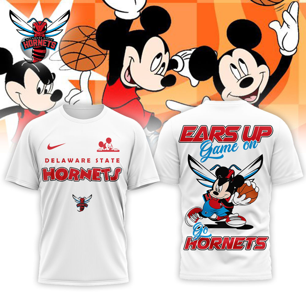 Delaware State Hornets | Premium NCAA Mickey Ears Up Game On 3D T-Shirt NP