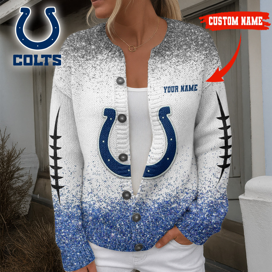 Indianapolis Colts | Premium NFL Glitter Effect Cozy Knit Cardigan HI