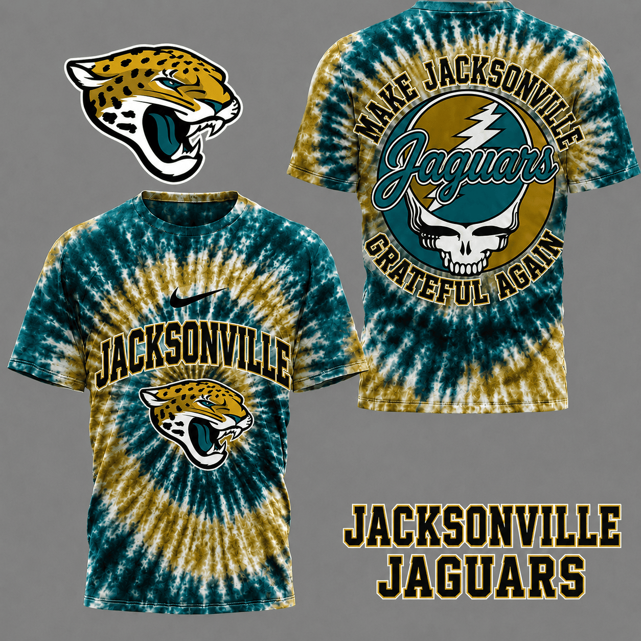 Jacksonville Jaguars | Premium NFL Grateful Again Tie Dye 3D Shirt NY
