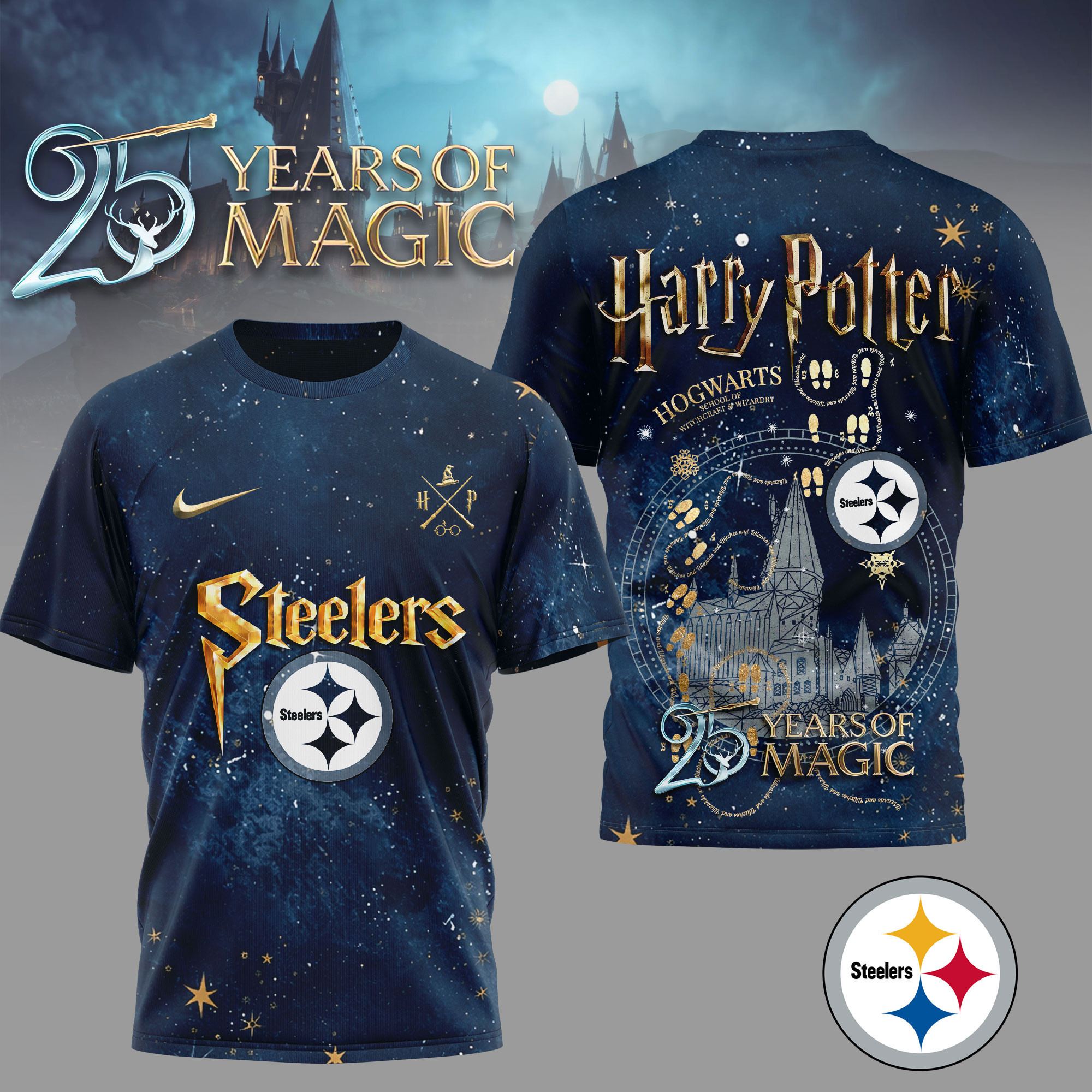 Pittsburgh Steelers | Premium NFL Harry Potter 25 Years Of Magic 3D Shirt TD