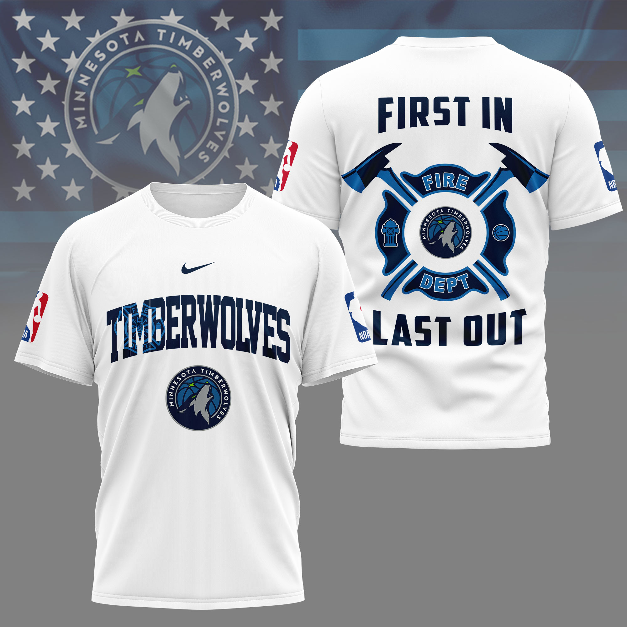Minnesota Timberwolves | Premium NBA Fire Dept 3D Shirt TD