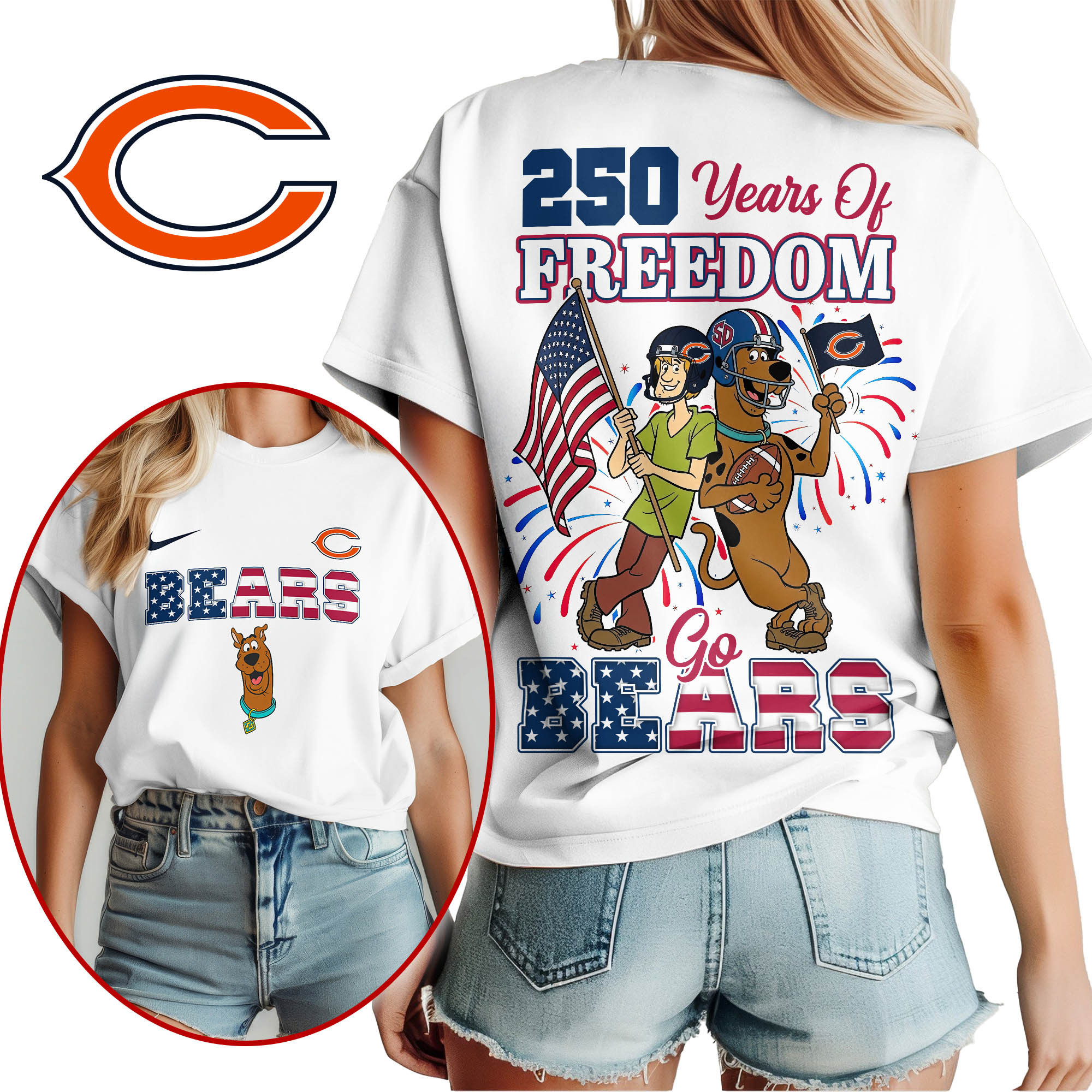Chicago Bears | Premium NFL Scooby Doo Celebrates 250th Anniversary 3D Shirt NP