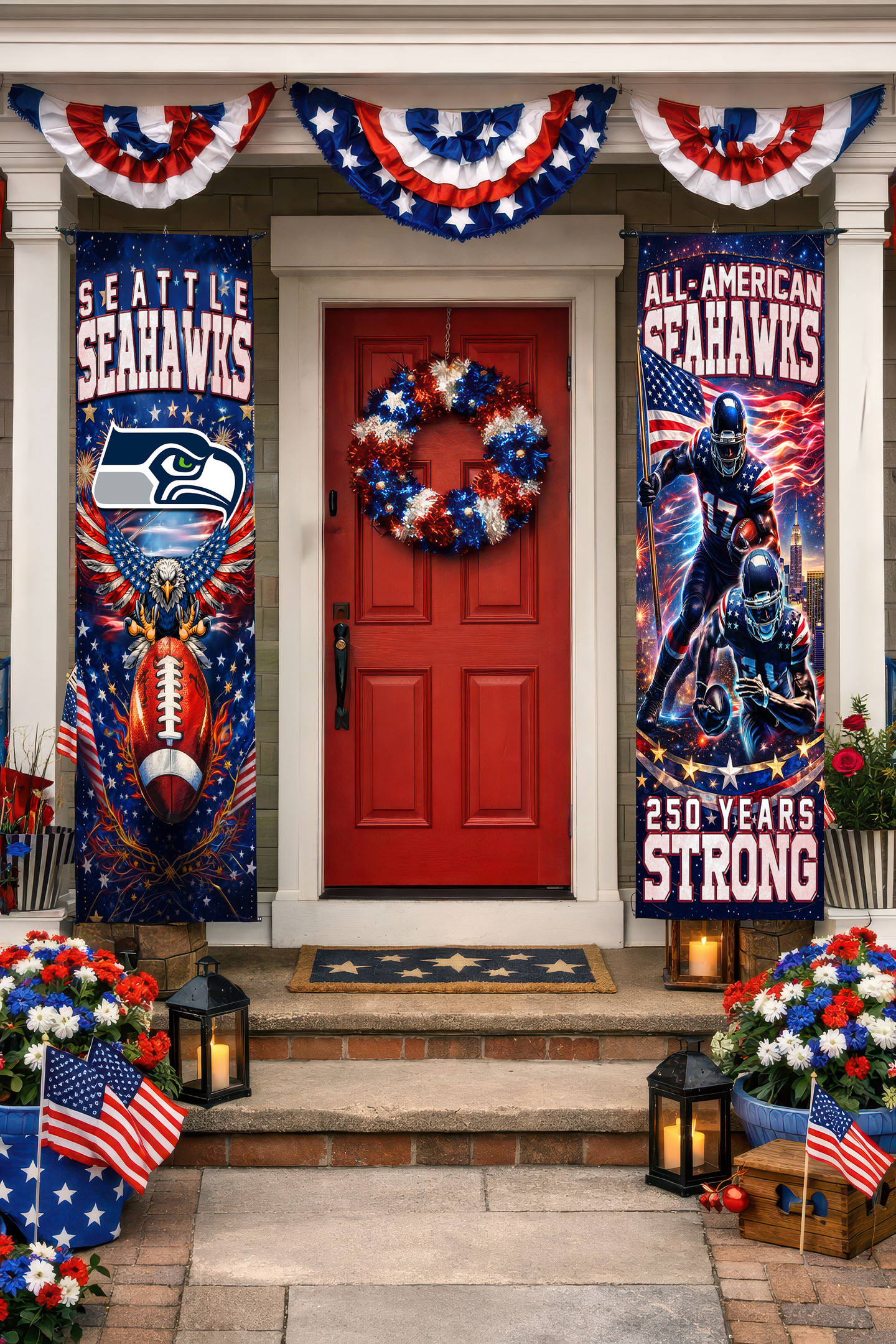 Seattle Seahawks | Premium NFL 250th Anniversary Of America Independence Day Porch Sign HY