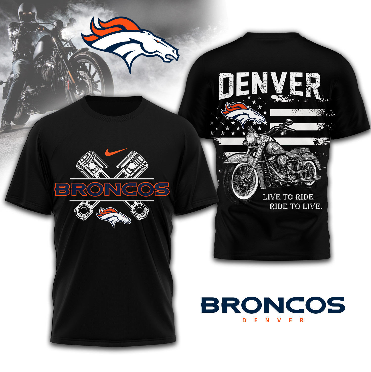 Denver Broncos | Premium NFL Biker 3D Shirt TD230825