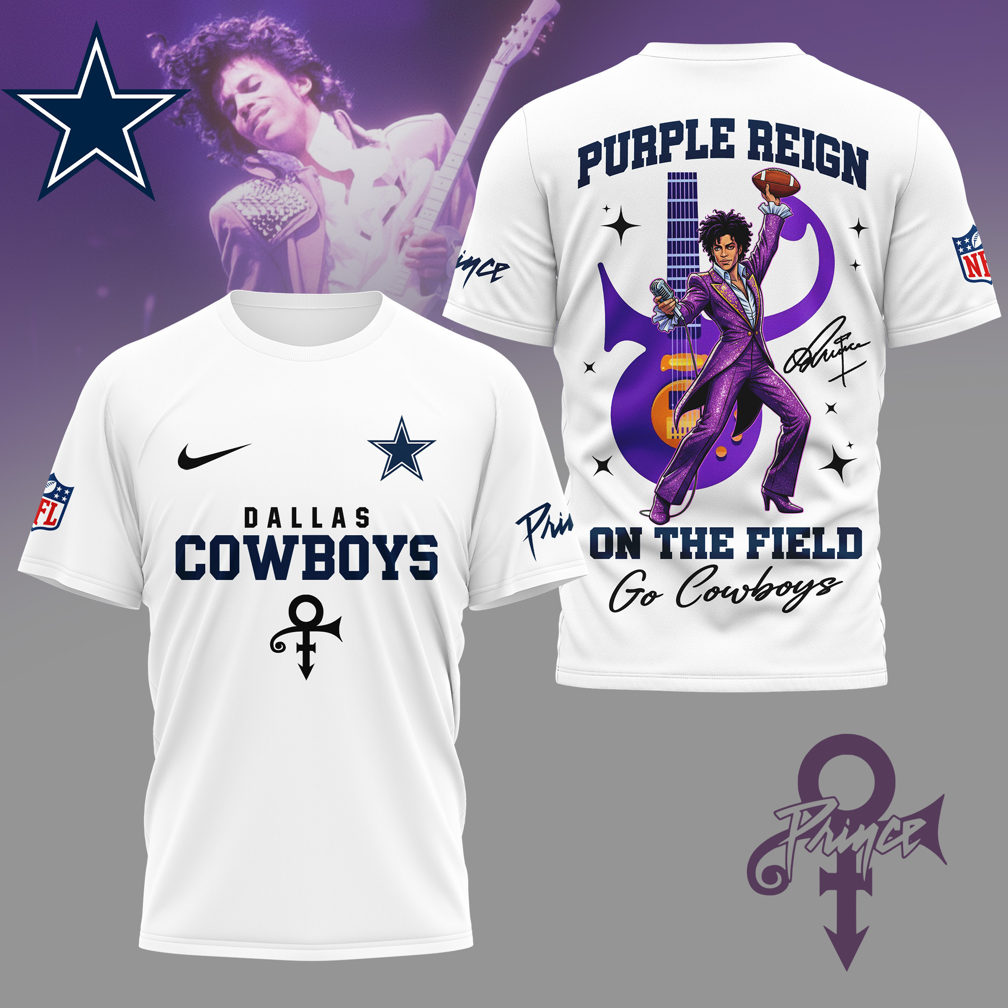 Dallas Cowboys | Premium NFL Prince Purple Reign Football 3D Shirt NY