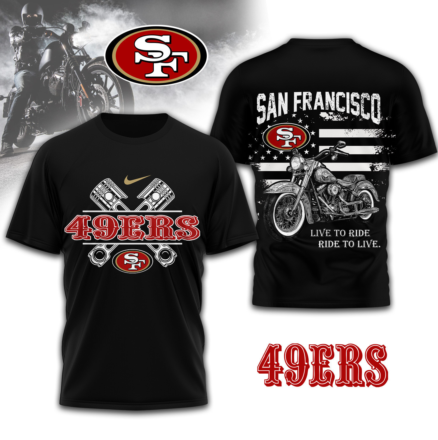 San Francisco 49ers | Premium NFL Biker 3D Shirt TD230825