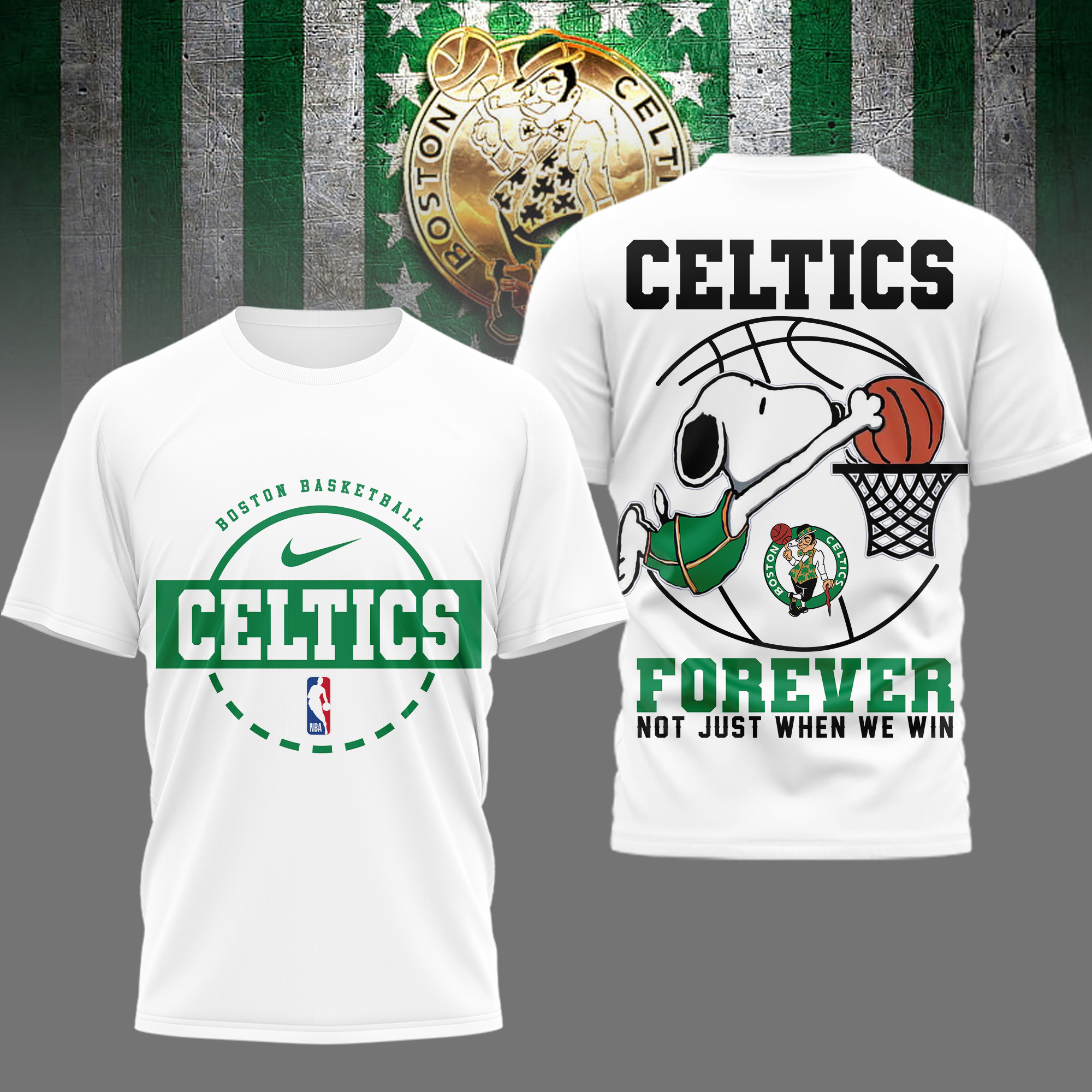 Boston Celtics | Premium NBA Snoopy Forever Loyal 3D Shirt TD