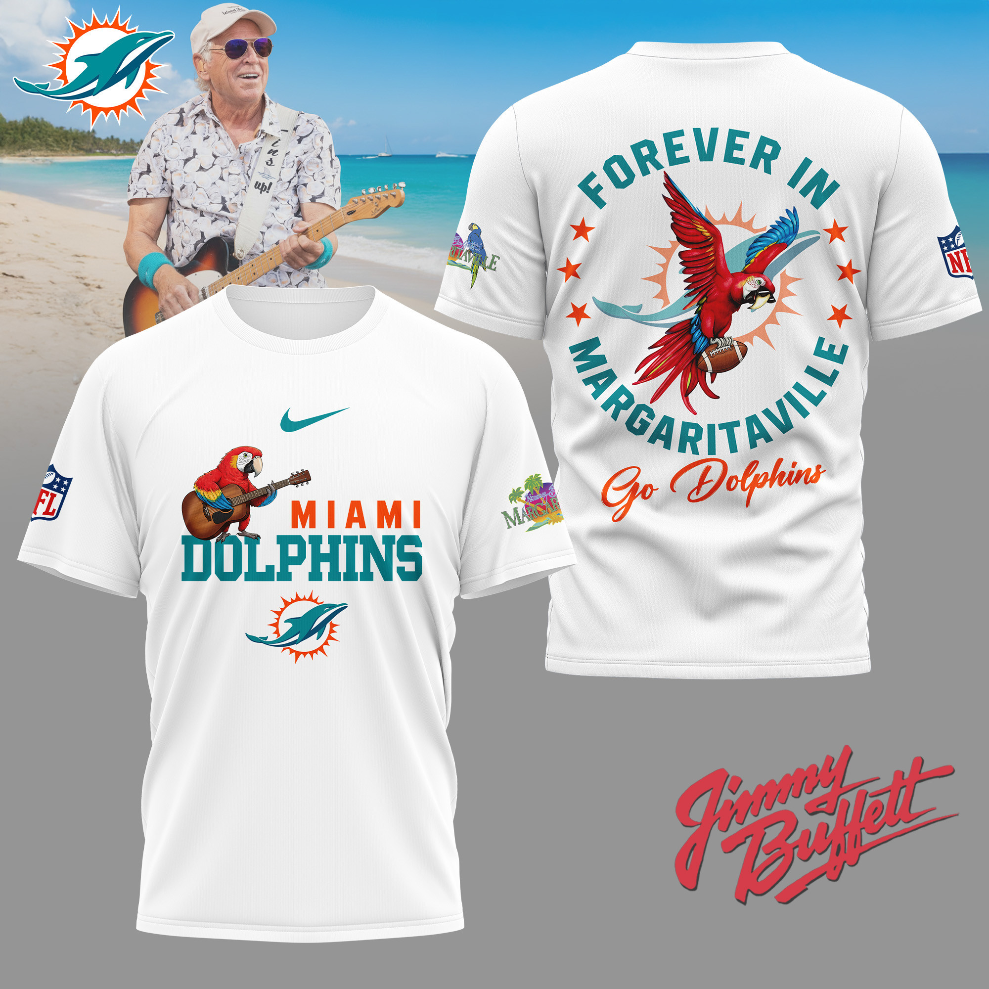 Miami Dolphins | Premium NFL Forever in Margaritaville 3D Shirt NY