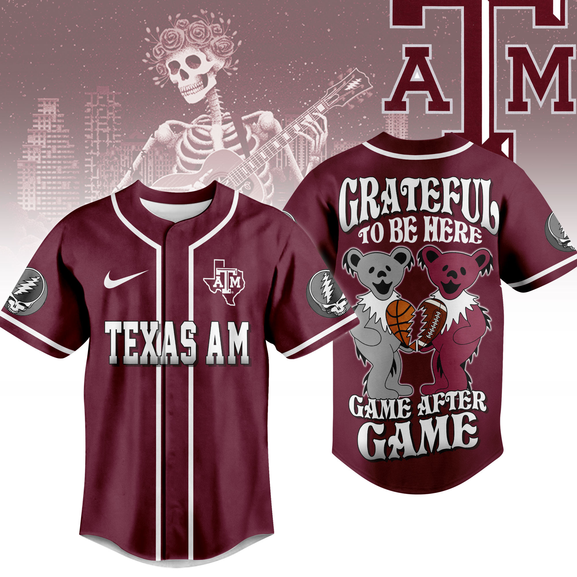 Texas A&M Aggies| Premium College Grateful Sports Jersey NTH1