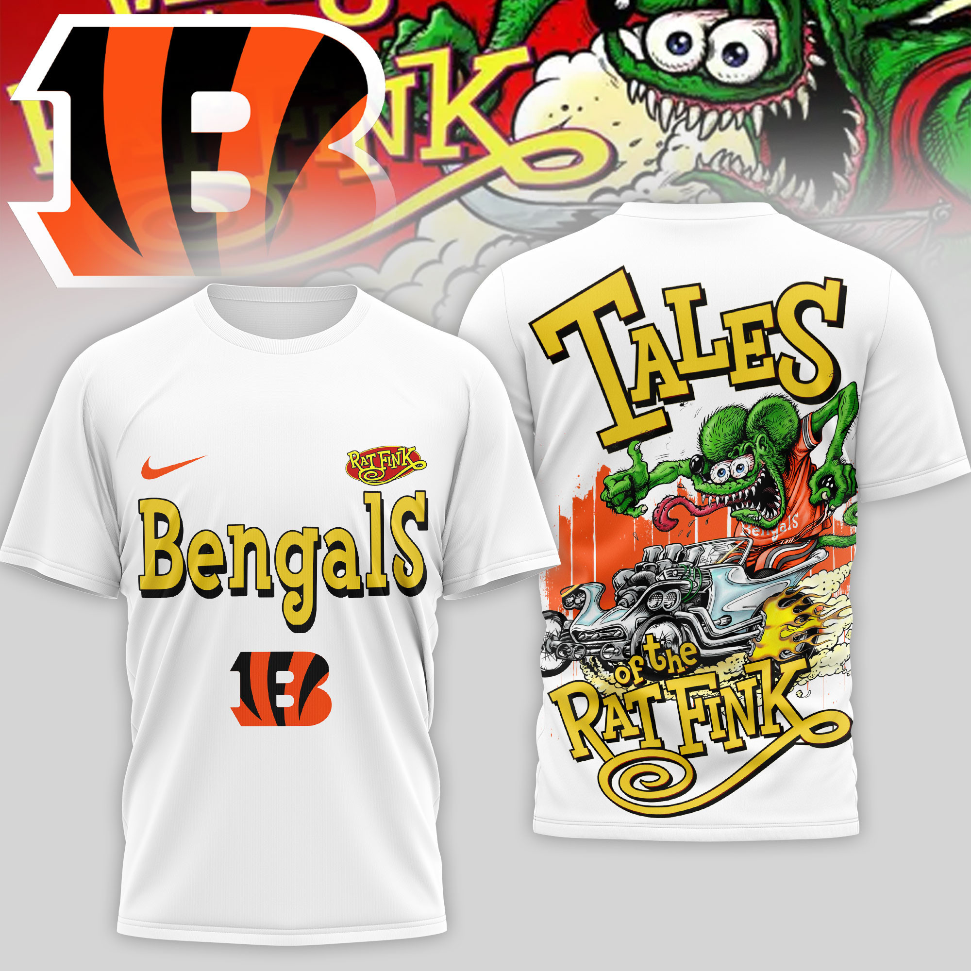Cincinnati Bengals | Premium NFL Rat Fink 3D Shirt TD