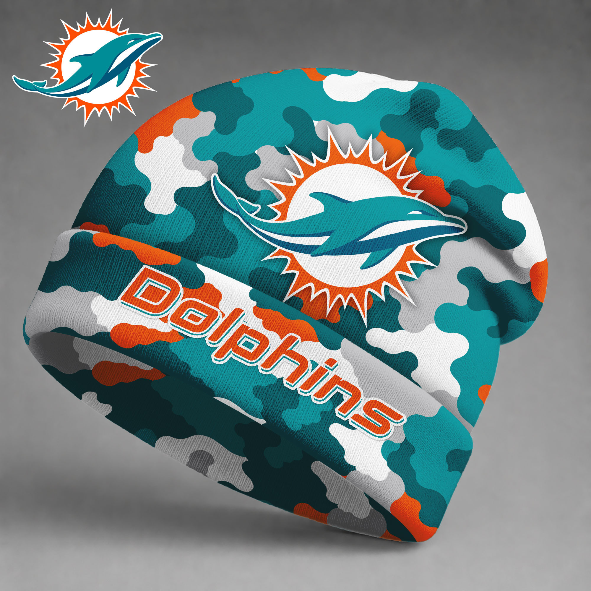 Miami Dolphins| Premium NFL Camo Game Day Beanie Hat NY