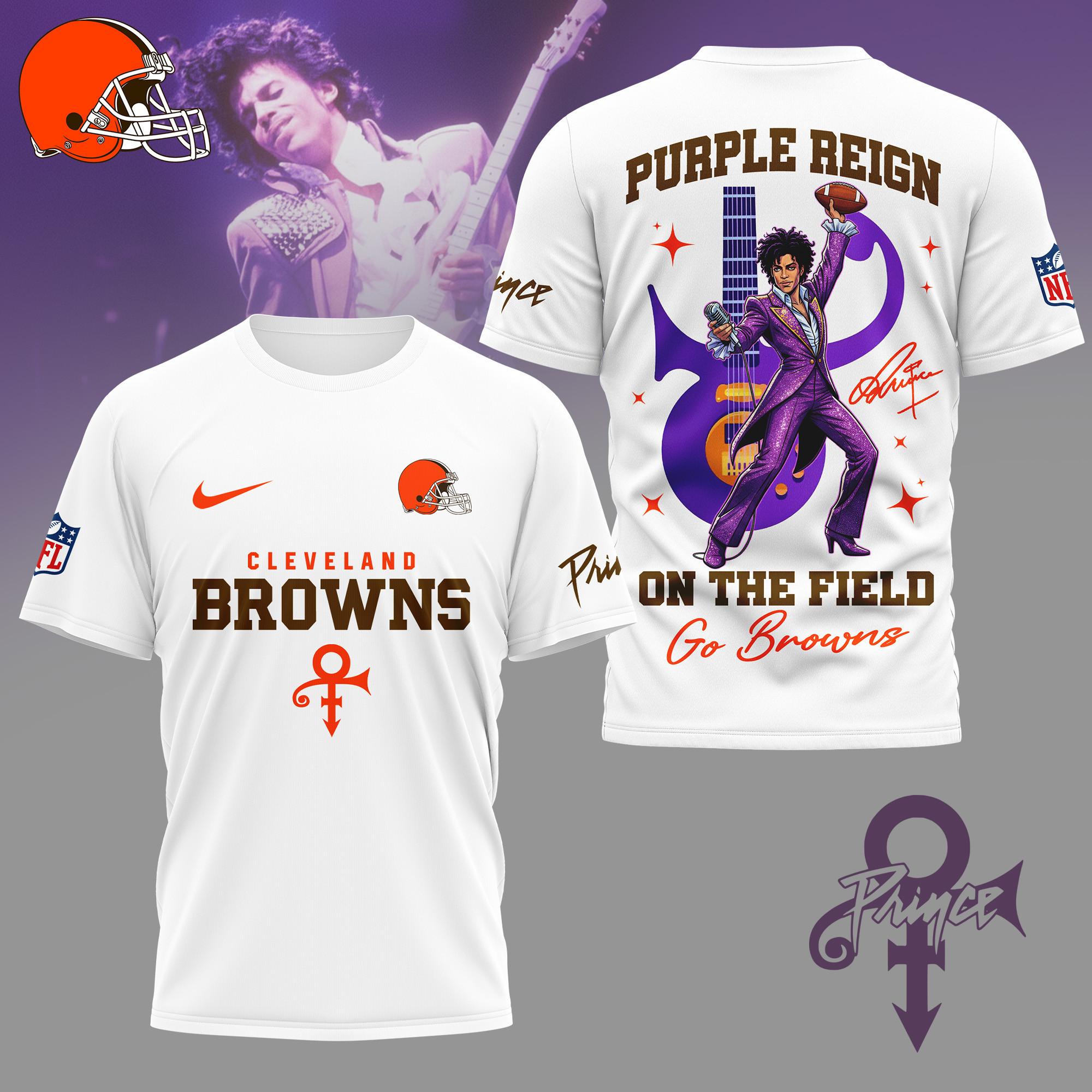 Cleveland Browns | Premium NFL Prince Purple Reign Football 3D Shirt NY