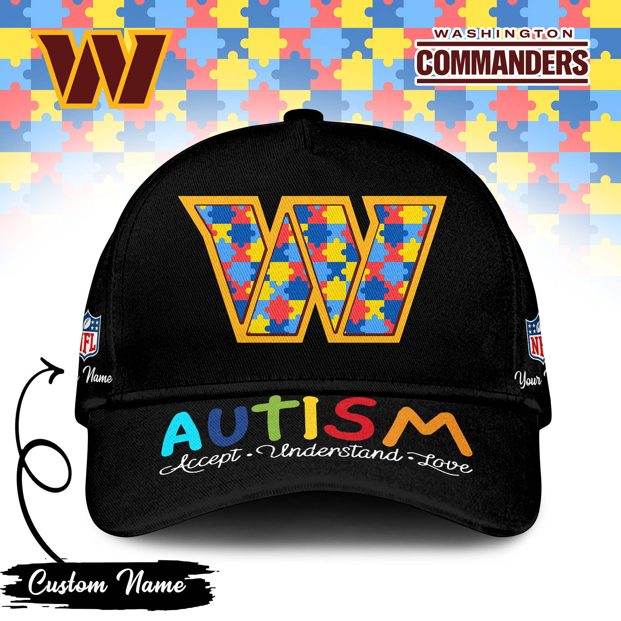 Washington Commanders | PREMIUM CLASSIC CAP NFL AUTISM TD