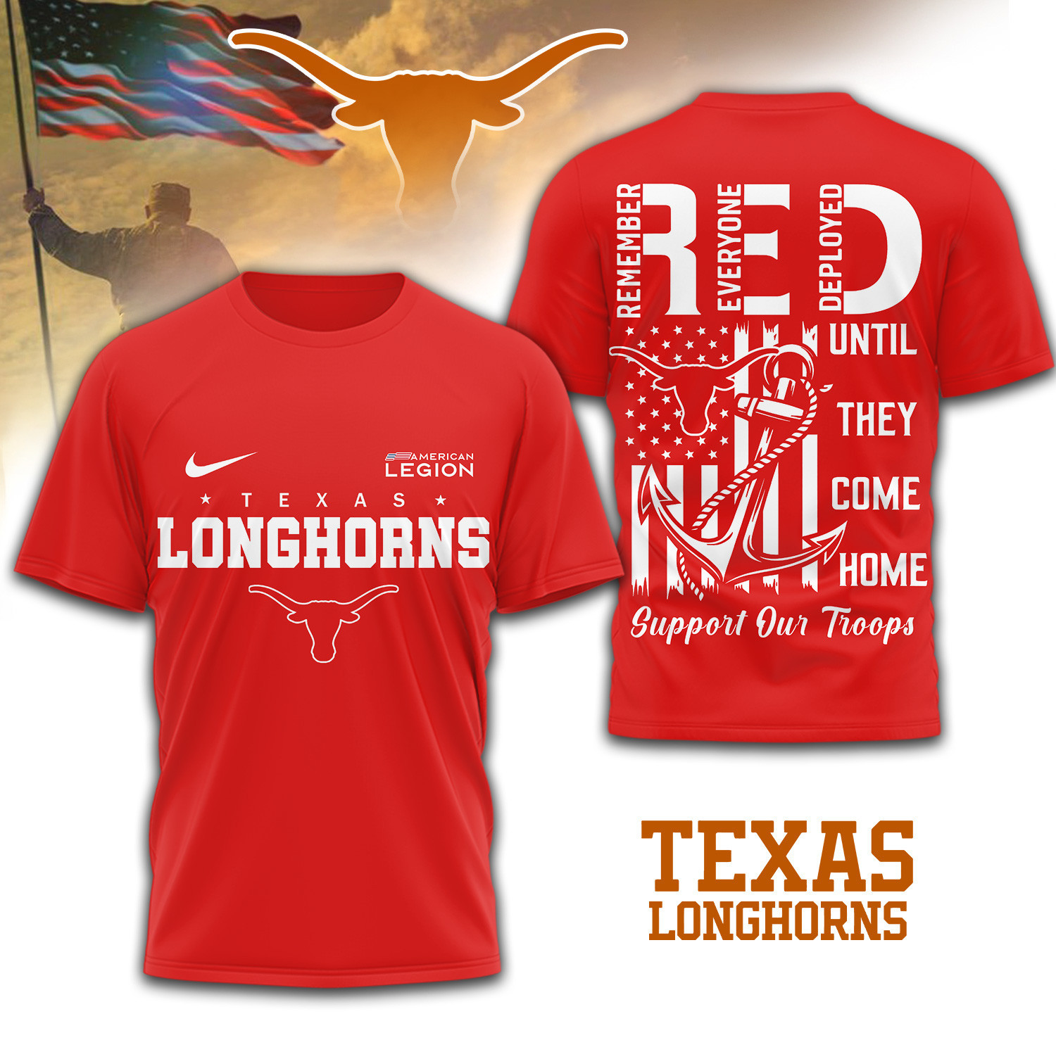 Texas Longhorns | Premium NCAA Red Friday Shirt TD
