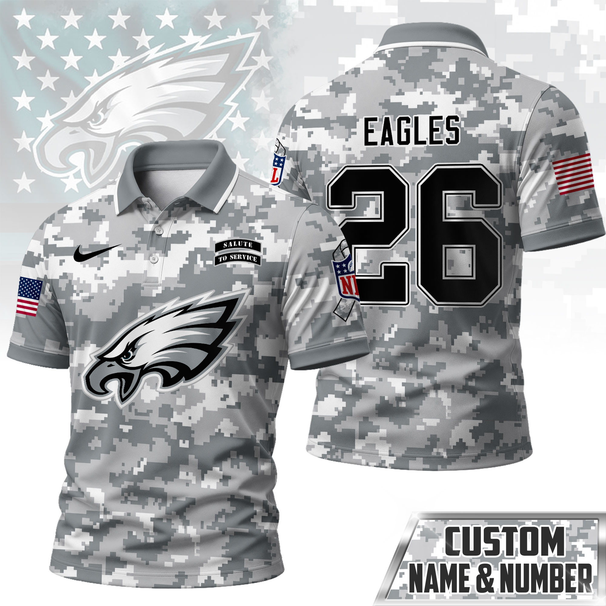 Philadelphia Eagles | Premium NFL Salute To Service Camo Polo Shirt NY