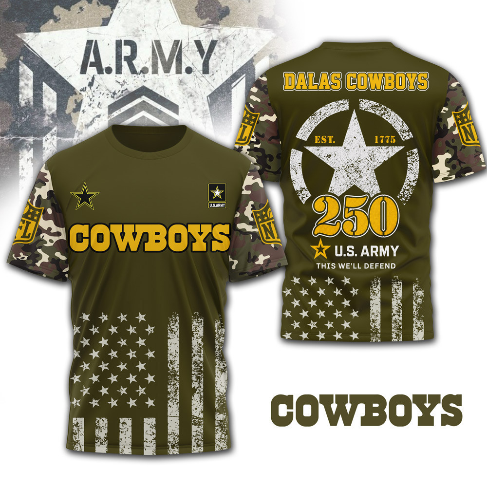 Dallas Cowboys | Premium NFL Military Pride 3D Shirt NTH1