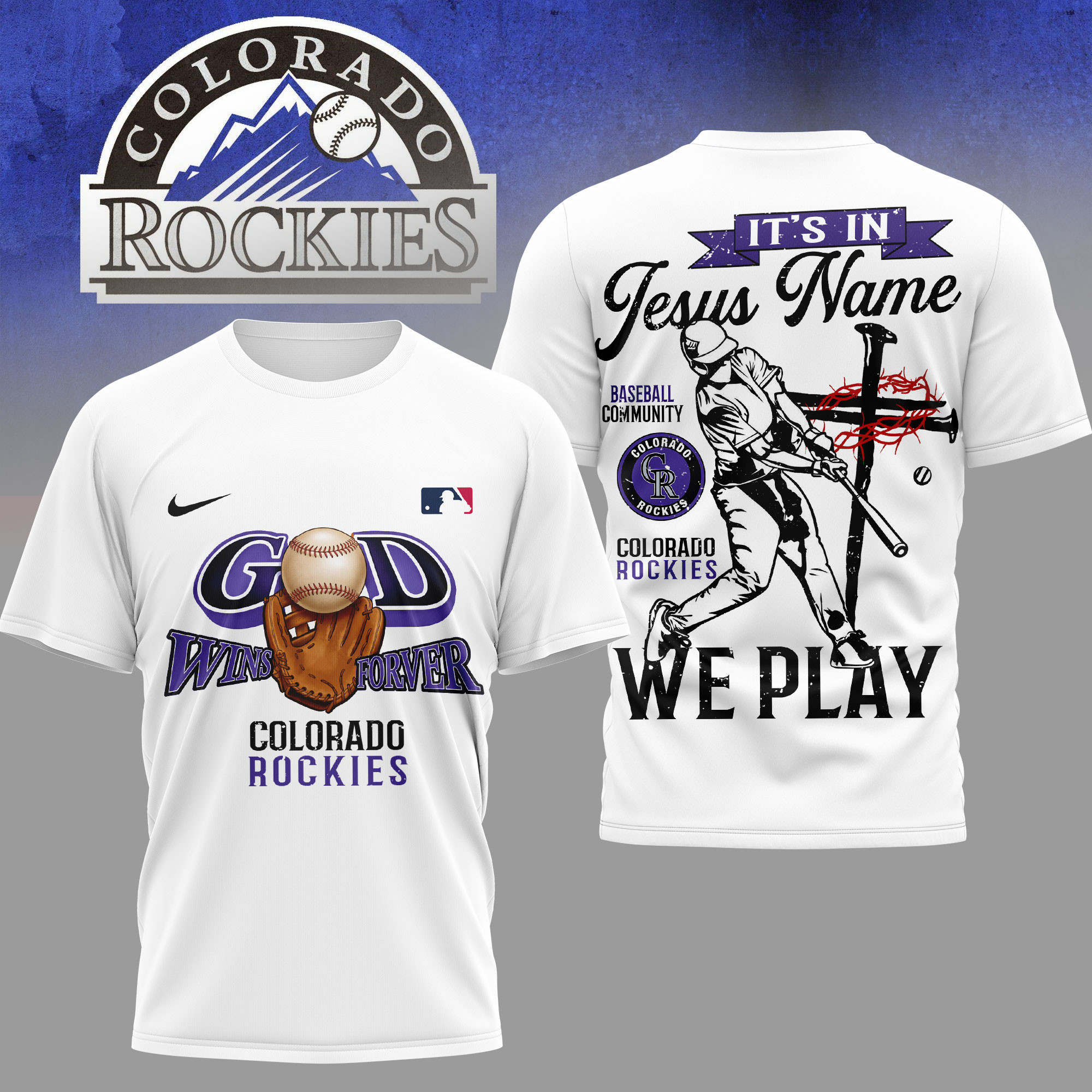 Colorado Rockies | Premium MLB In Jesus Name We Play 3D Shirt HY