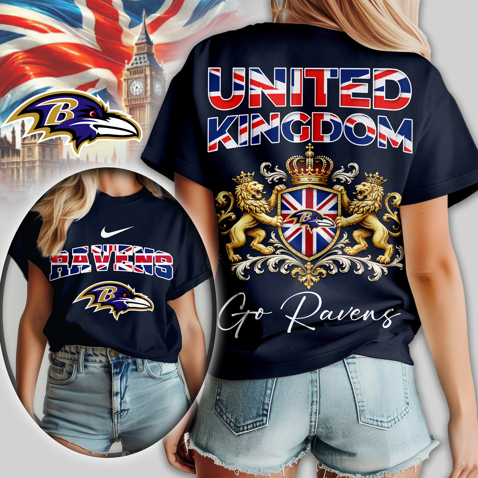 Baltimore Ravens | Premium NFL United Kingdom Women Shirt TD
