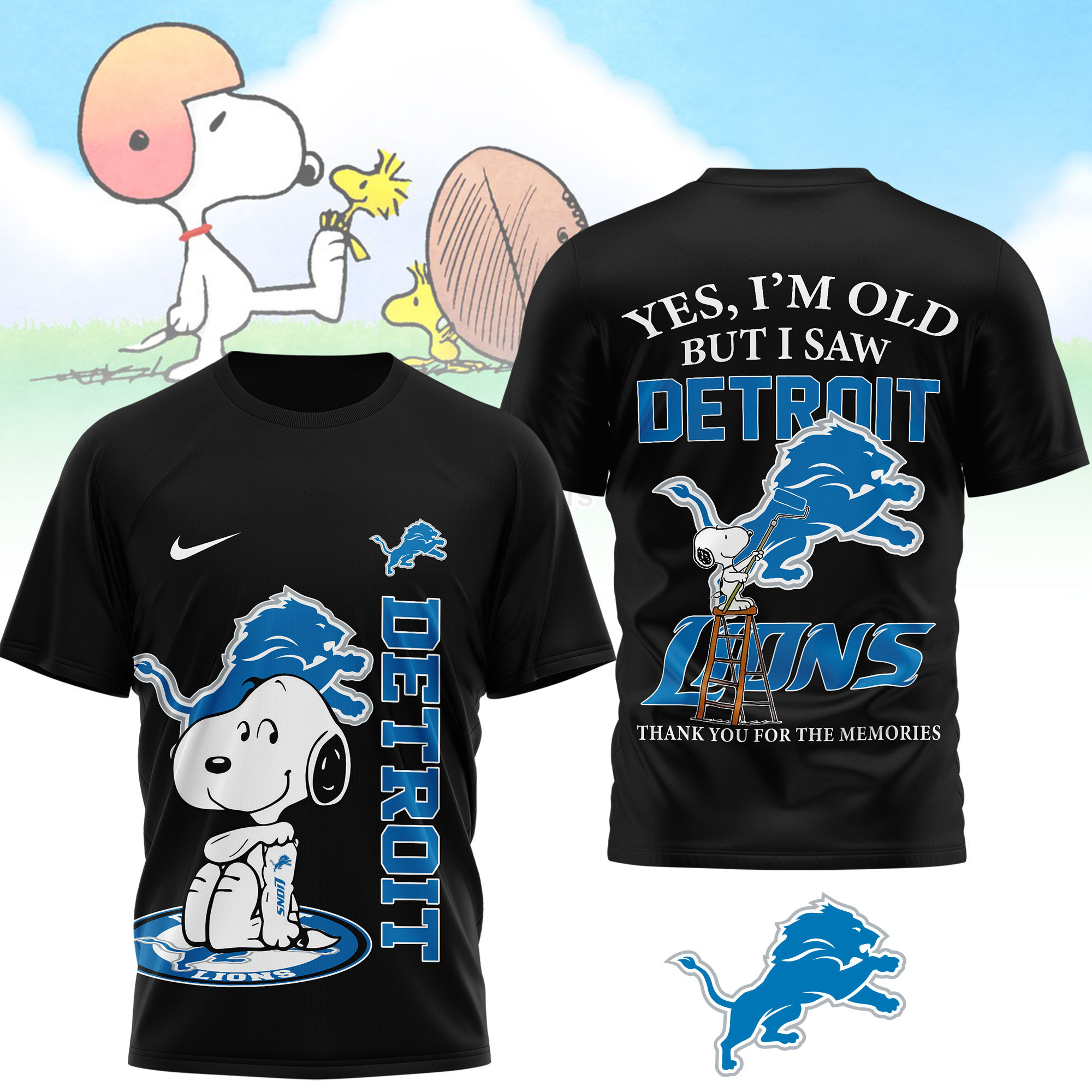 Detroit Lions | Premium NFL Snoopy Graphic 3D T-Shirt NTH1
