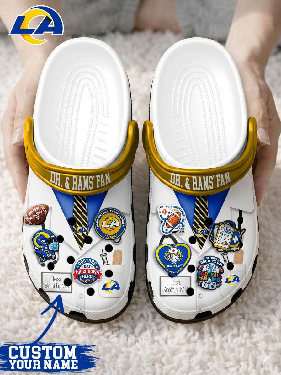 Los Angeles Rams | PREMIUM NFL NATIONAL DOCTOR'S DAY CLOGS WITH 8 CHARMS HY
