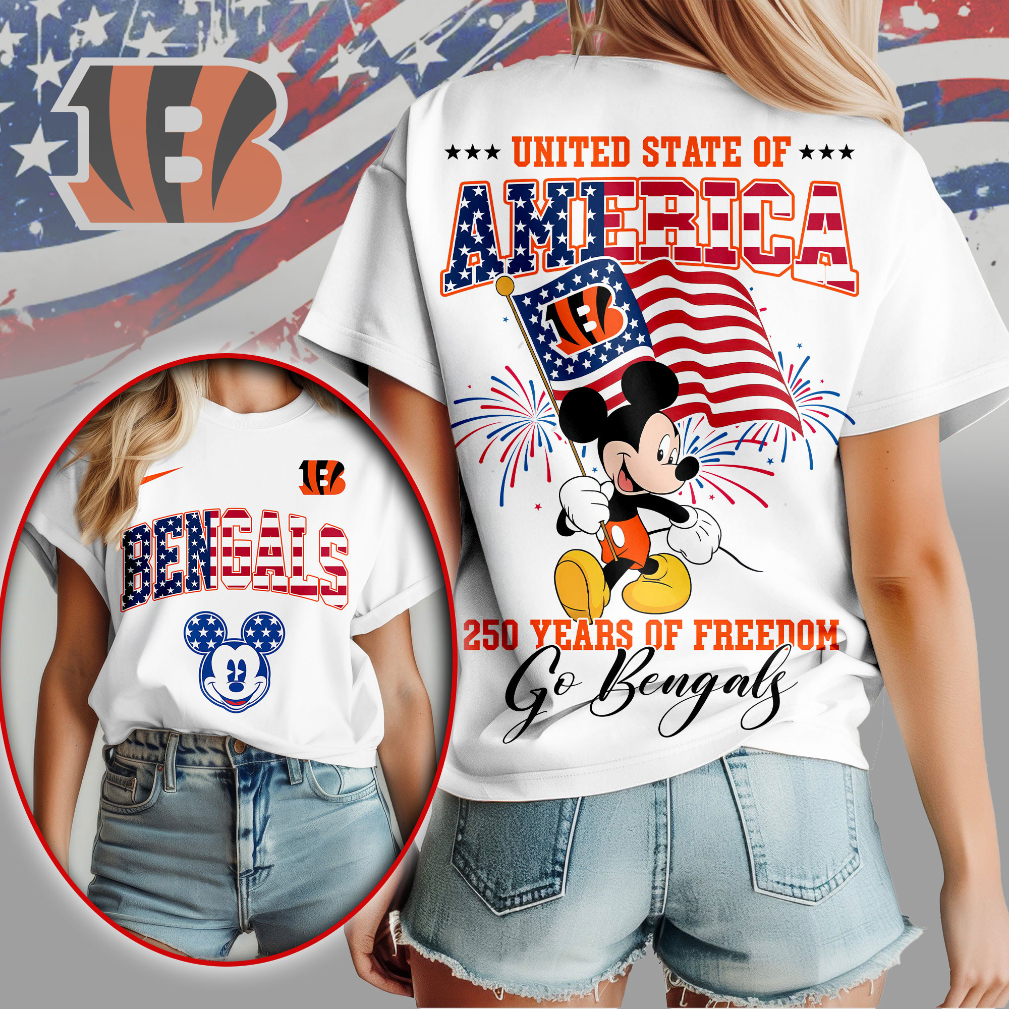 Cincinnati Bengals | Premium NFL Freedom 250 3D Shirt NY