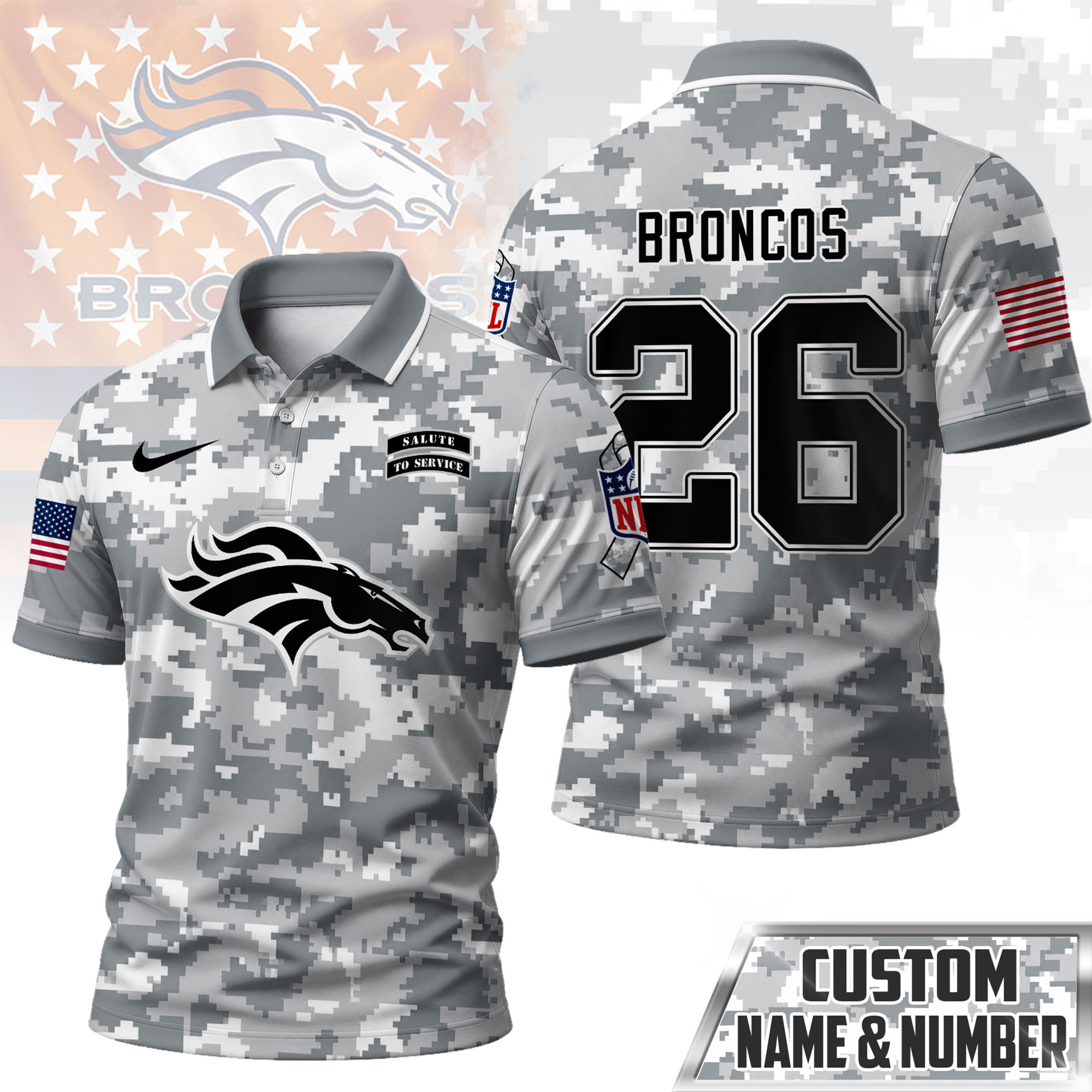 Denver Broncos | Premium NFL Salute To Service Camo Polo Shirt NY