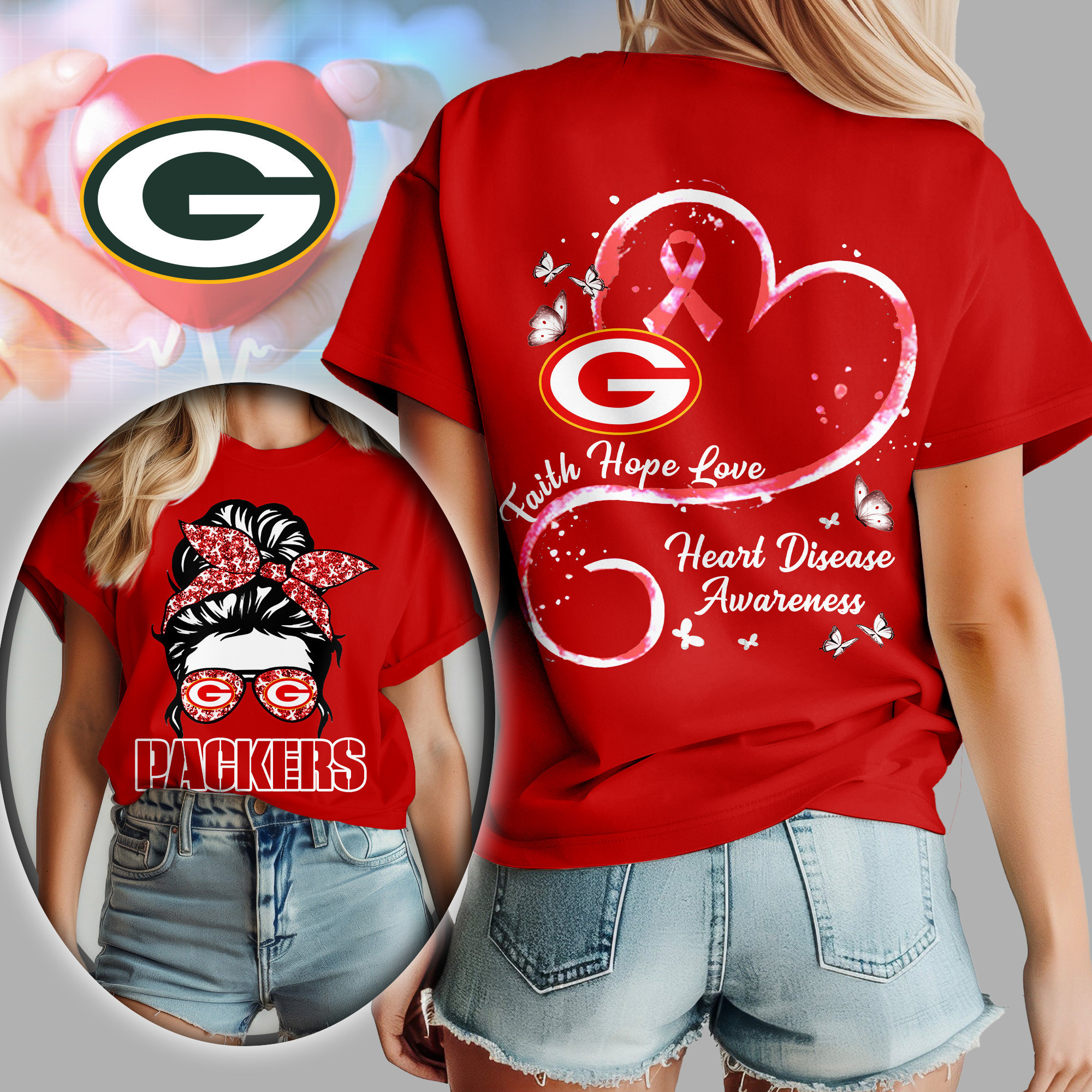 Green Bay Packers | Premium NFL Heart Disease Awareness Women's Shirt TD