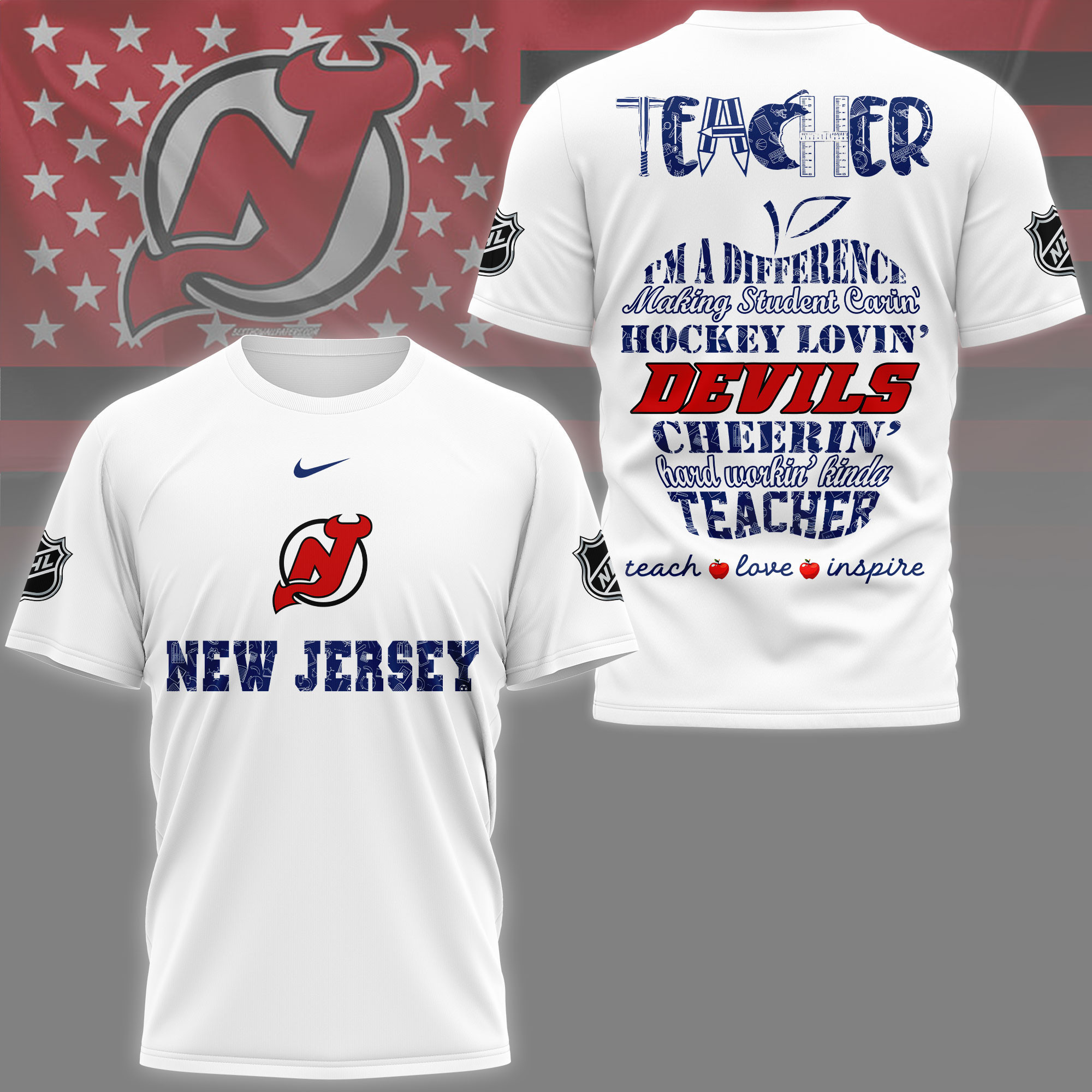 New Jersey Devils | Premium NHL Teacher Pride 3D Shirt NY