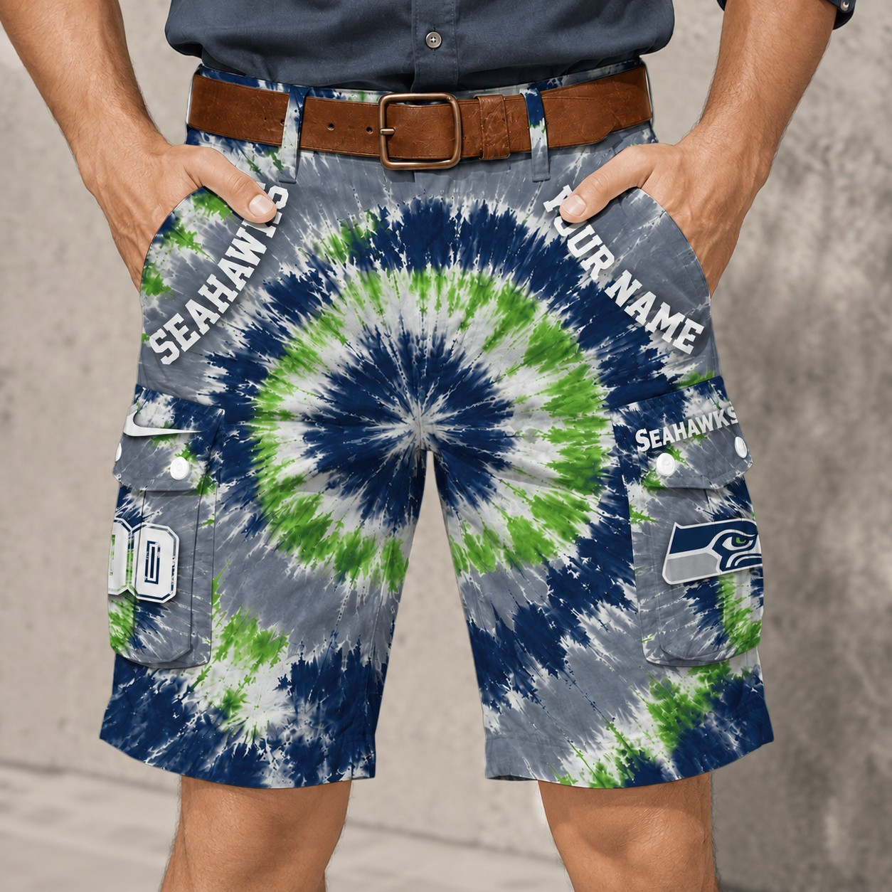 Seattle Seahawks | Premium NFL Tie-Dye Cargo Shorts Square Pocket NTH1