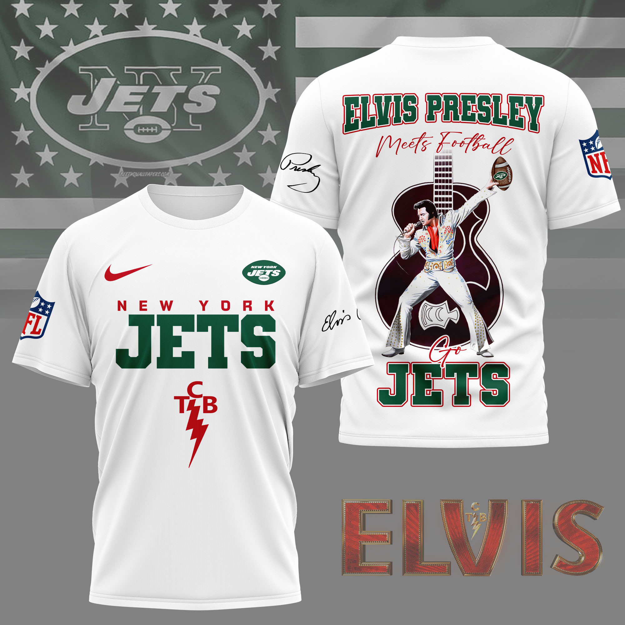 New York Jets | Premium NFL Elvis Presley Fan 3D Shirt NY
