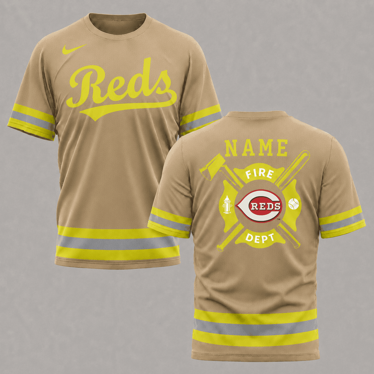 Cincinnati Reds | MLB x Personalized Firefighters Hi-vis 3D Shirt
