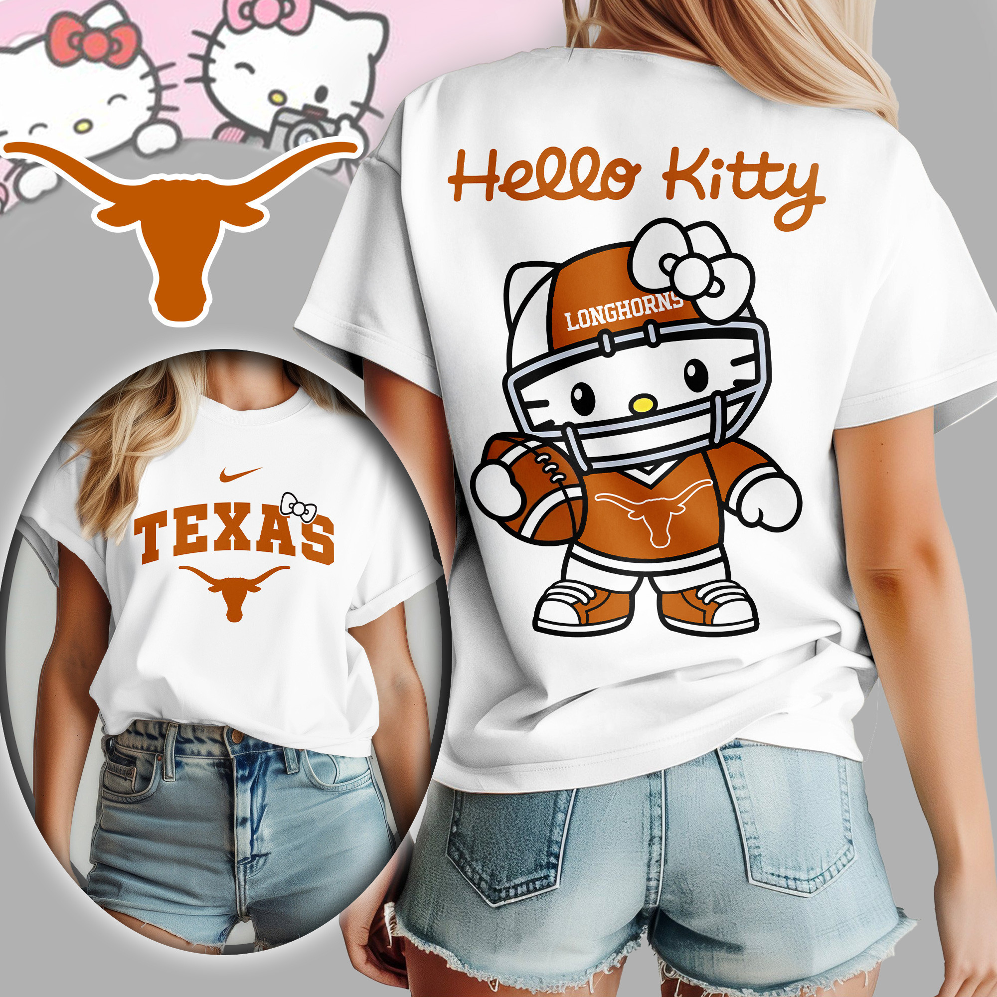 Texas Longhorns | Premium NCAA Hello Kitty Women's Shirt TD