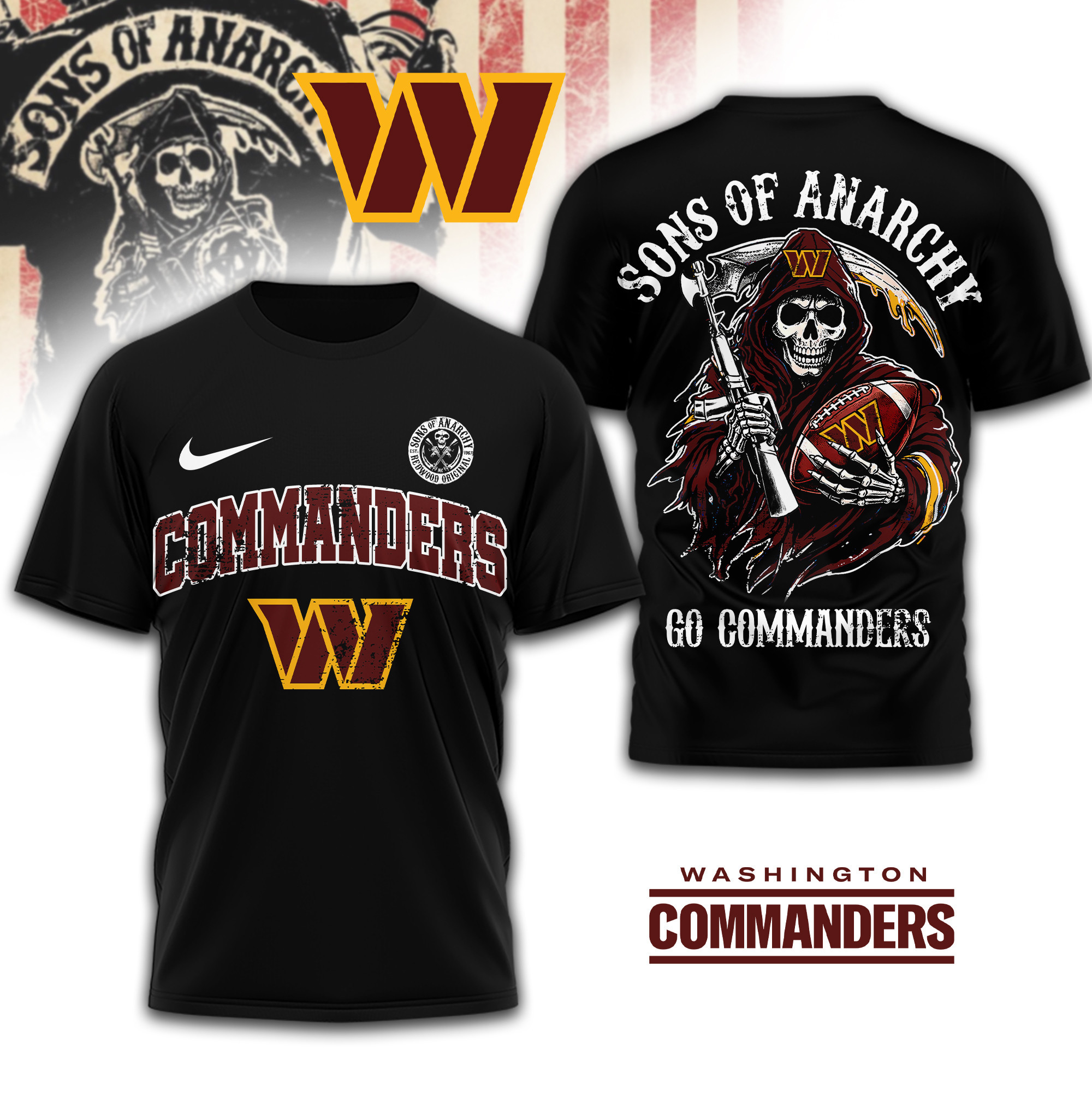 Washington Commanders | Premium NFL Sons of Anarchy 3D Shirt TD