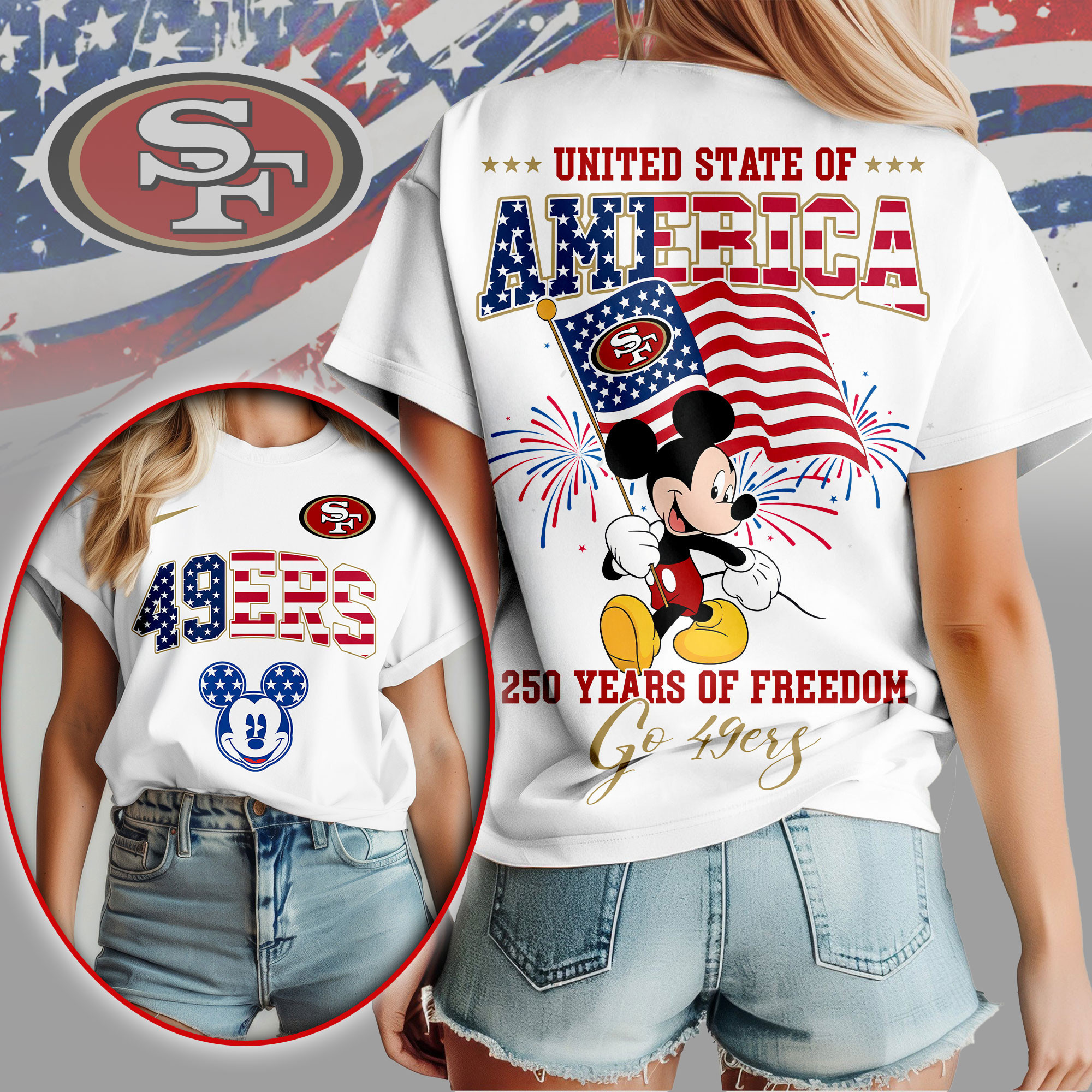 San Francisco 49ers | Premium NFL Freedom 250 3D Shirt NY