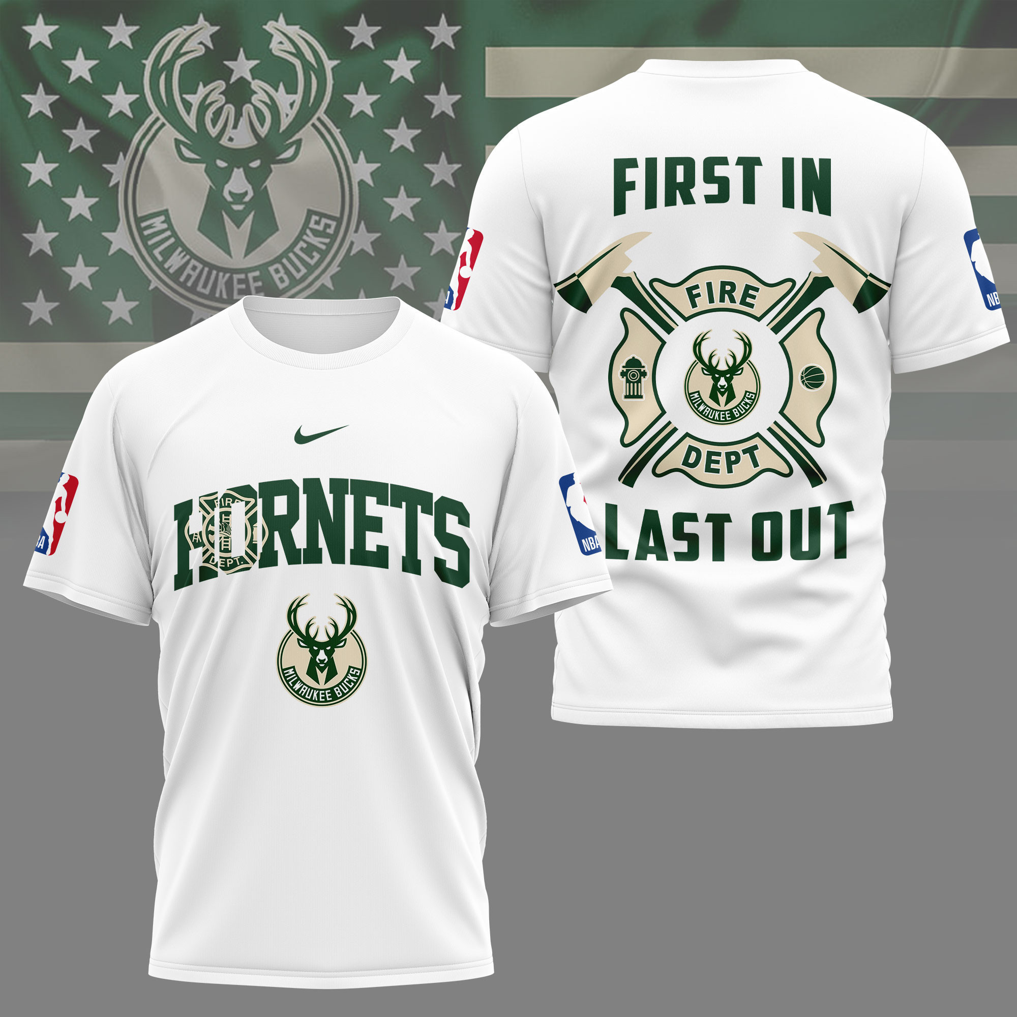 Milwaukee Bucks | Premium NBA Fire Dept 3D Shirt TD