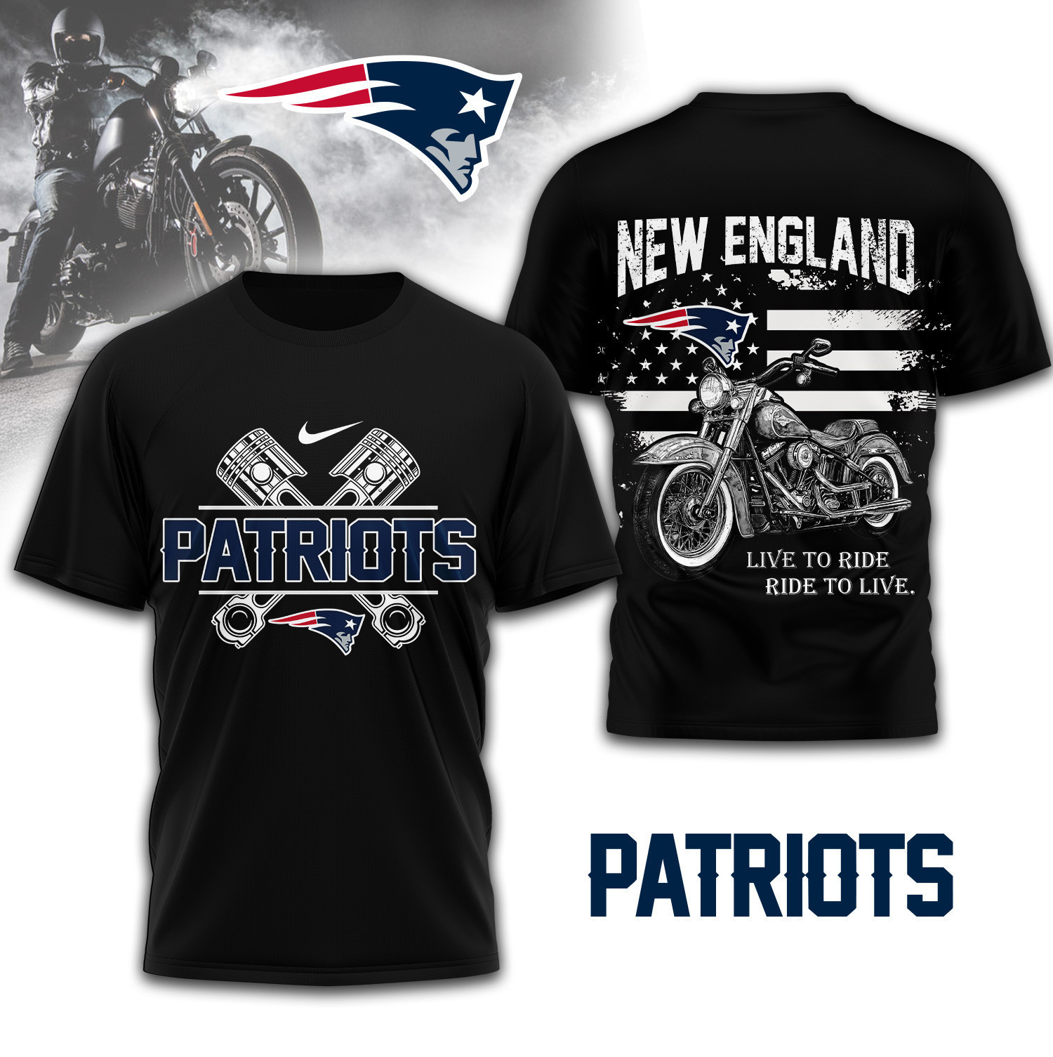 New England Patriots | Premium NFL Biker 3D Shirt TD230825