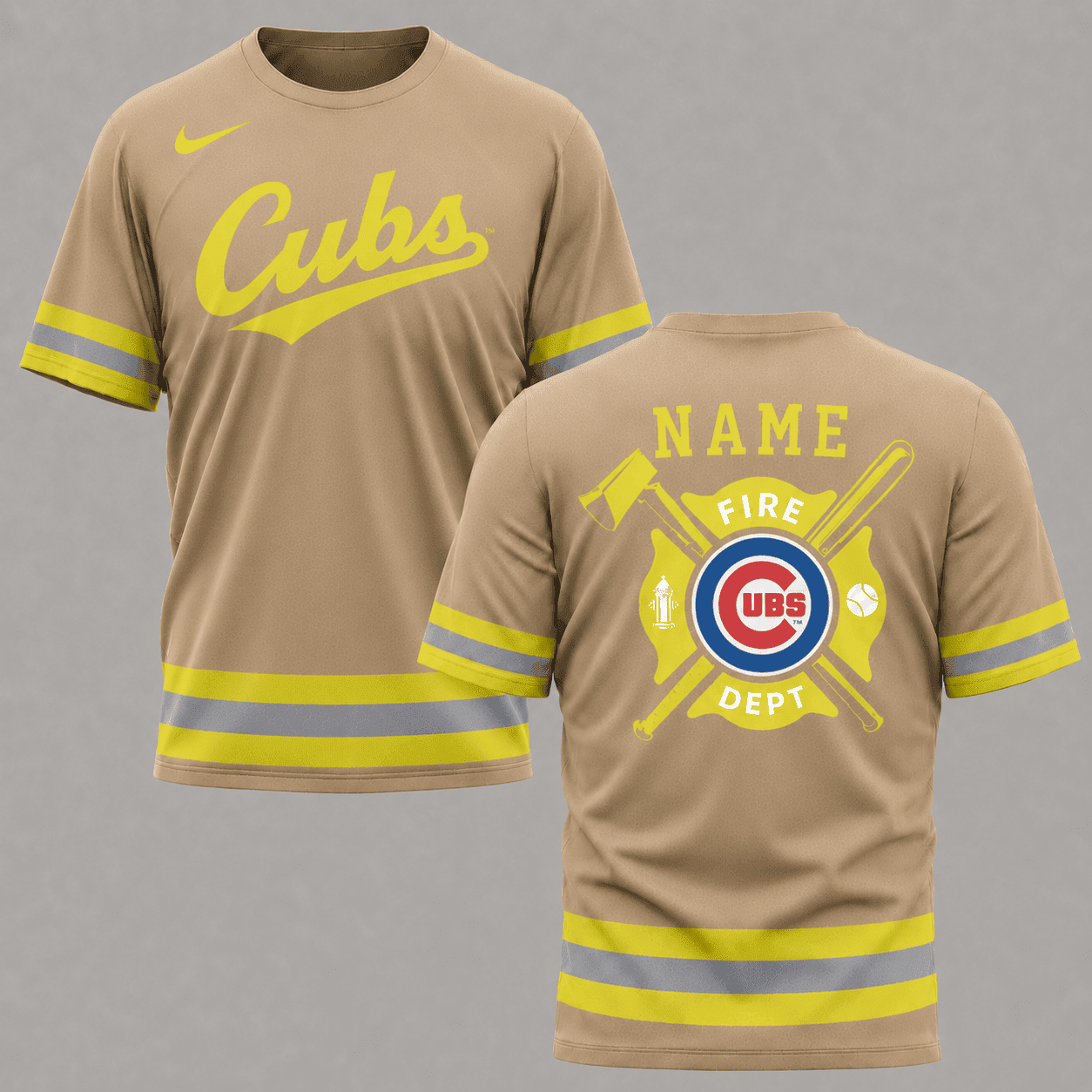 Chicago Cubs | MLB x Personalized Firefighters Hi-vis 3D Shirt