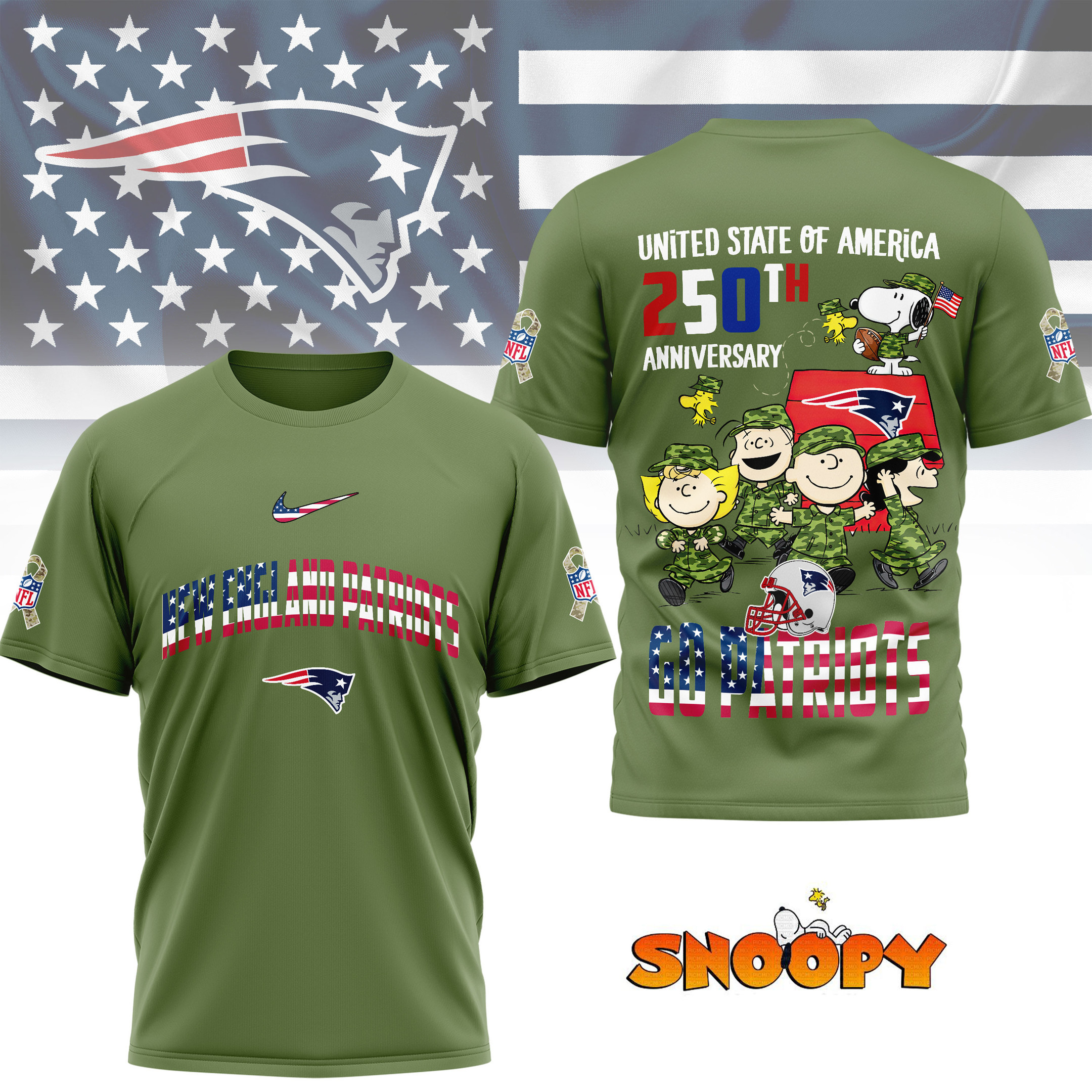 New England Patriots | Premium NFL Freedom 250 3D Shirt NY