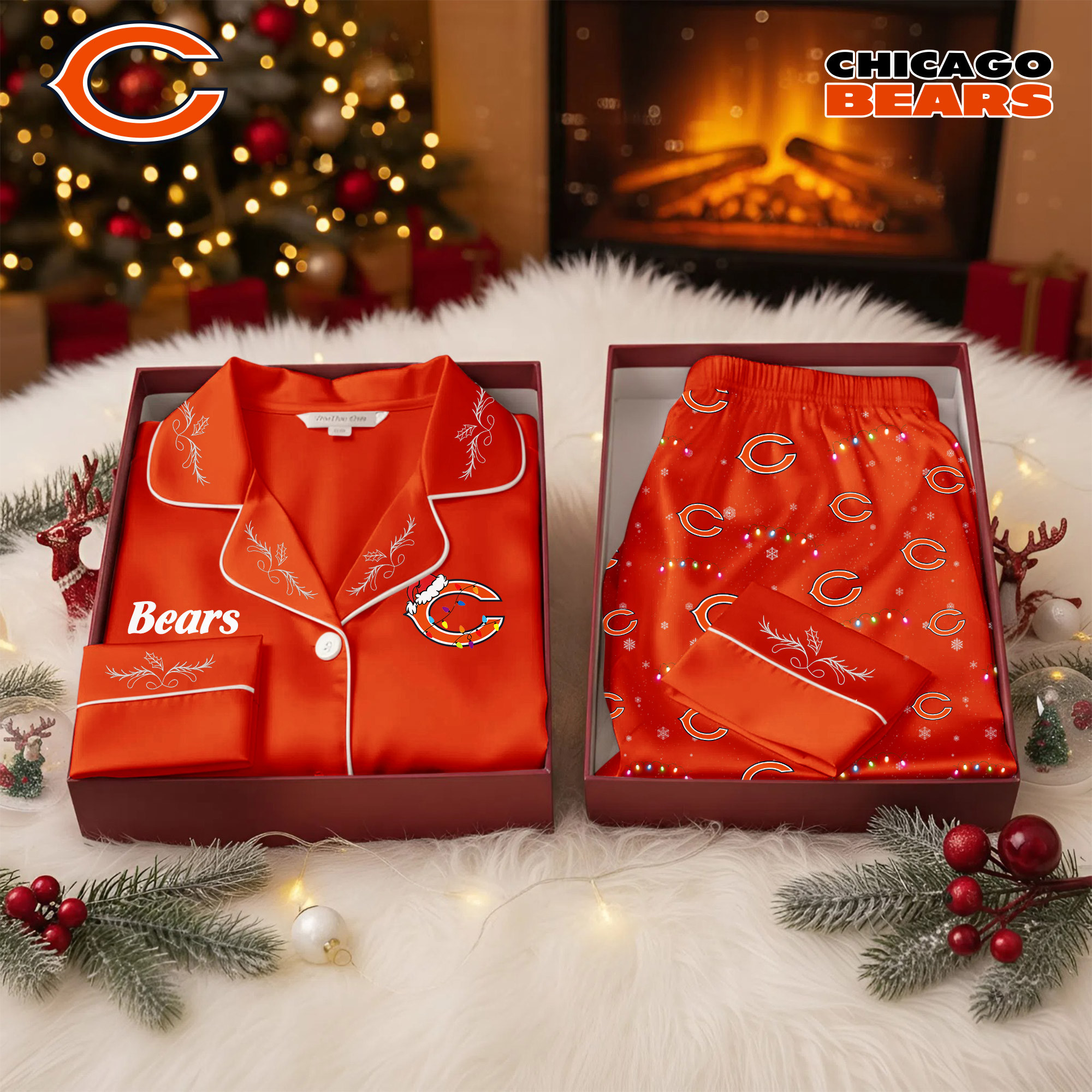 Chicago Bears | Premium NFL Christmas Cozy Pajamas TD